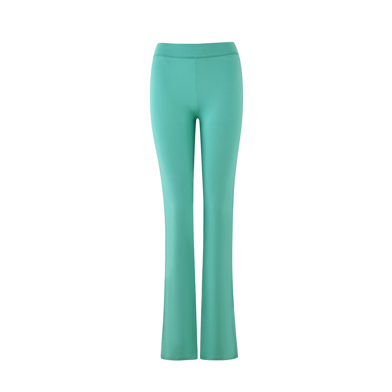I.AM.GIA's BLARE TRACKPANT in turquoise teal, featuring a flared leg, is displayed on a white background.