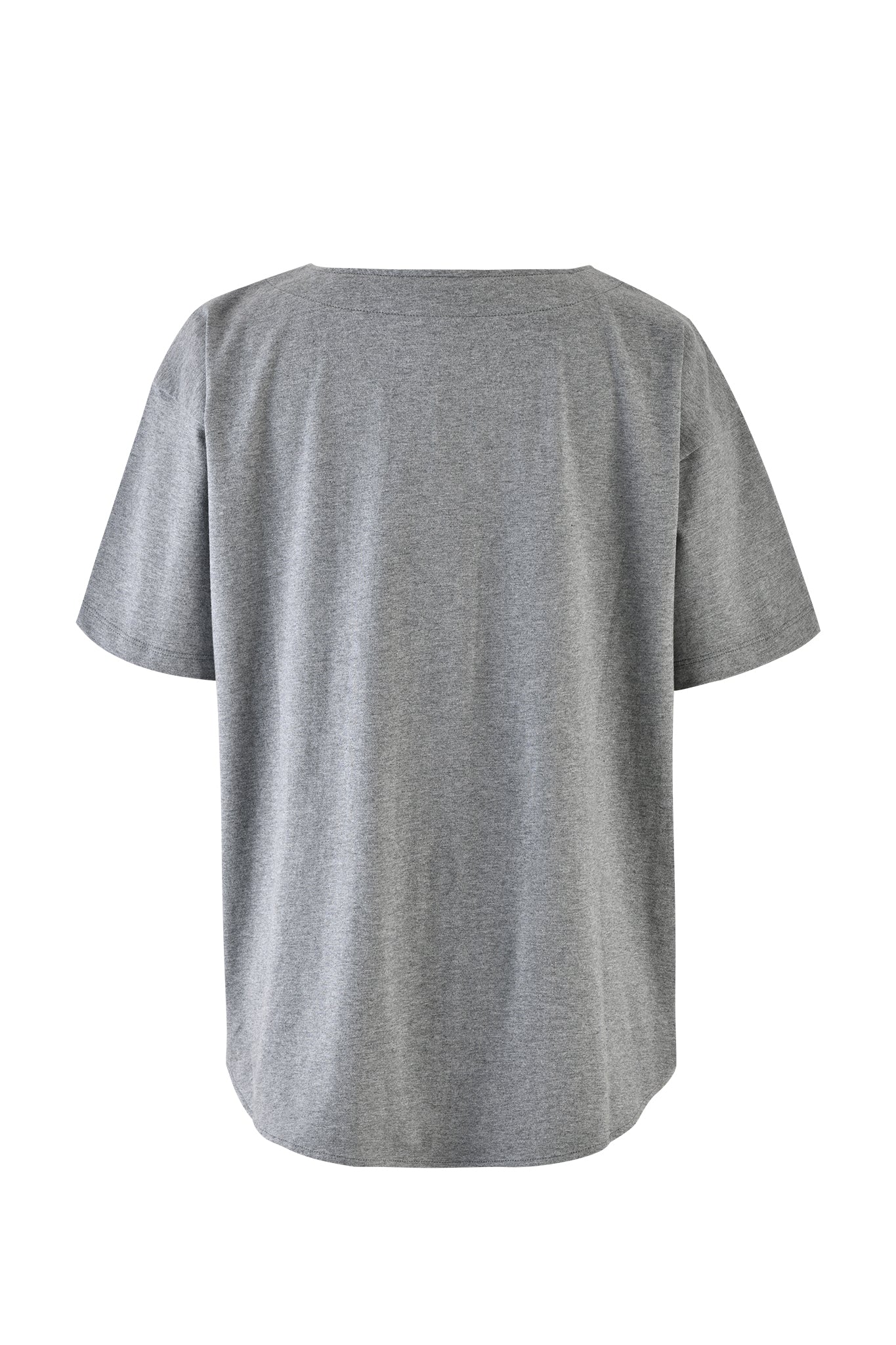 A plain LORRI JERSEY - GREY in Steel Grey/Black from I.AM.GIA is shown from the back against a white background. The T-shirt features short sleeves and a simple, casual design.