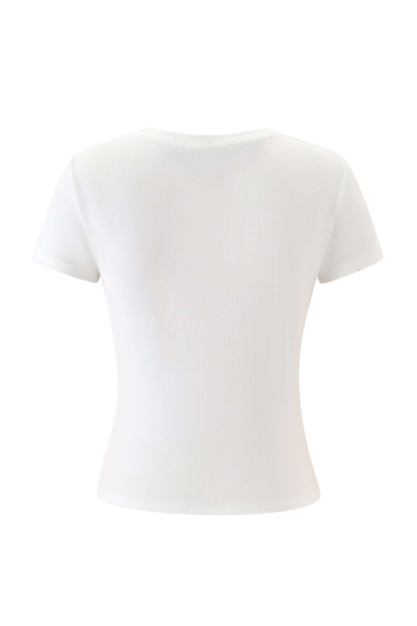 The ODEZIA TOP - GIA GIRLS by I.AM.GIA is shown from the back, featuring a plain white short-sleeve baby tee style against a white background.
