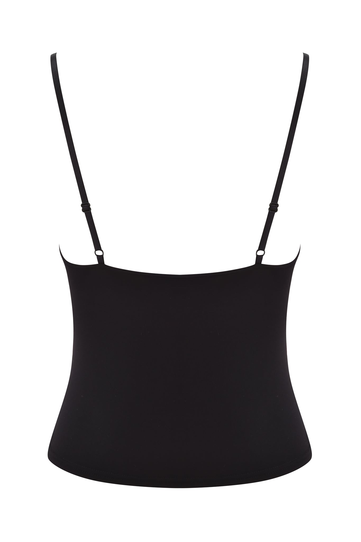 The I.AM.GIA ADELLA TOP in fuchsia is shown from the back, highlighting its thin adjustable straps and fitted shape. The smooth, stretchy fabric and minimal design make it a versatile wardrobe staple.