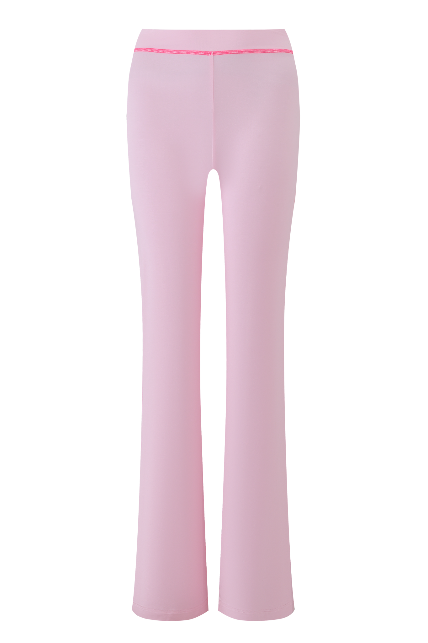 The I.AM.GIA FAFI BLARE PANT in baby pink is a high-waisted track pant with a smooth finish, shown from the back. It features a subtle pink waistband and a delicate diamante graphic logo accent.