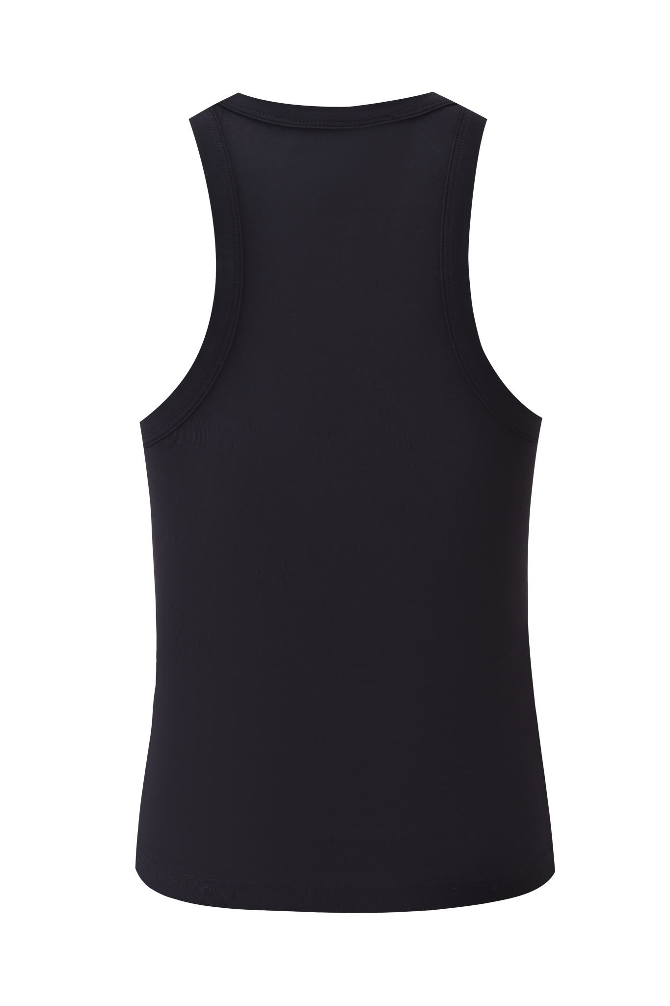 The I.AM.GIA CANCER ZODIAC TANK - BLACK is a plain, sleeveless racerback top shown from the back, featuring a smooth design without visible patterns, logos, or embellishments.