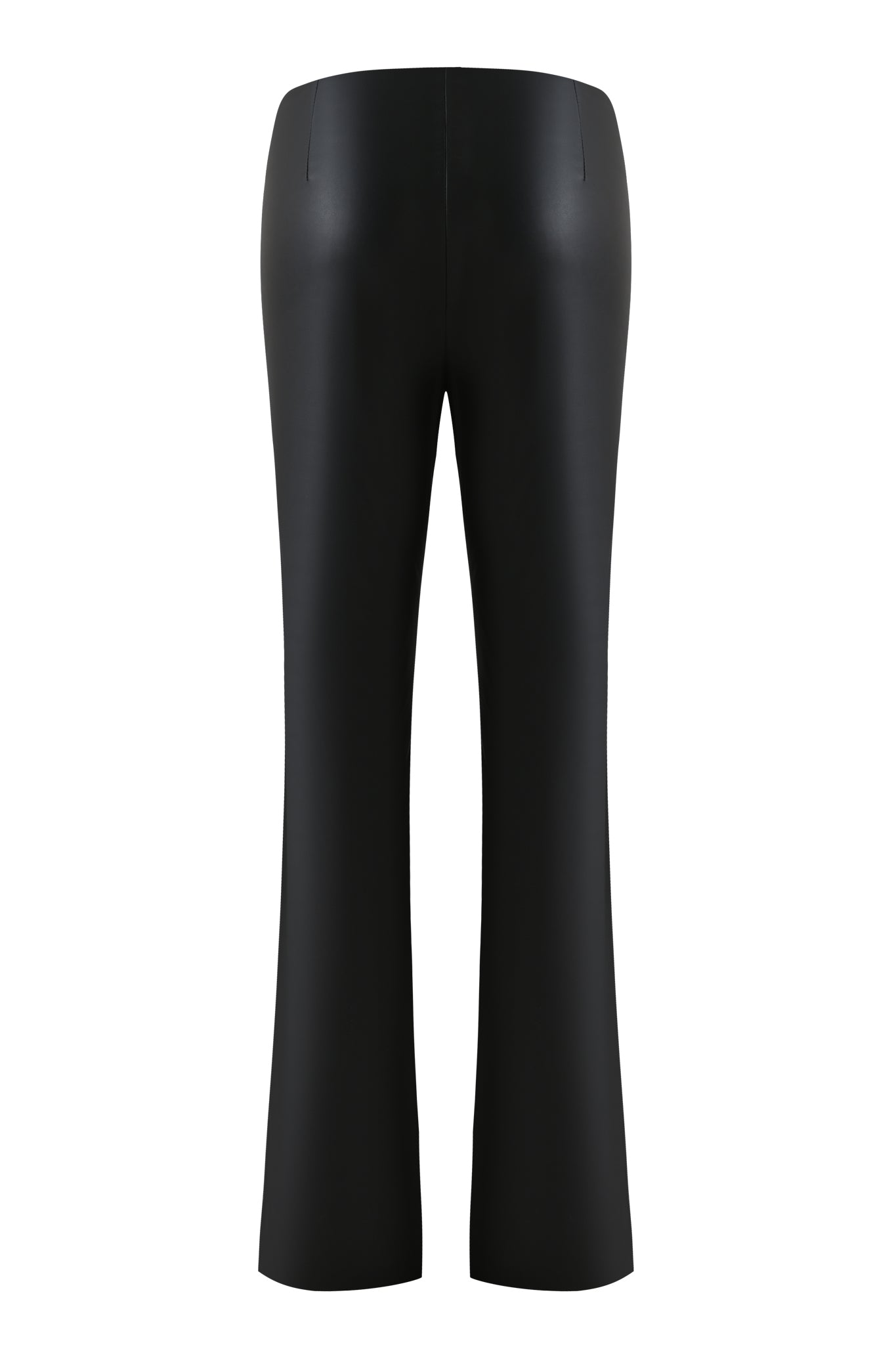 The KENDRIX PANT - BLACK by I.AM.GIA is shown from the back, featuring a smooth low-rise waist and slightly flared straight legs, displayed against a plain white background.