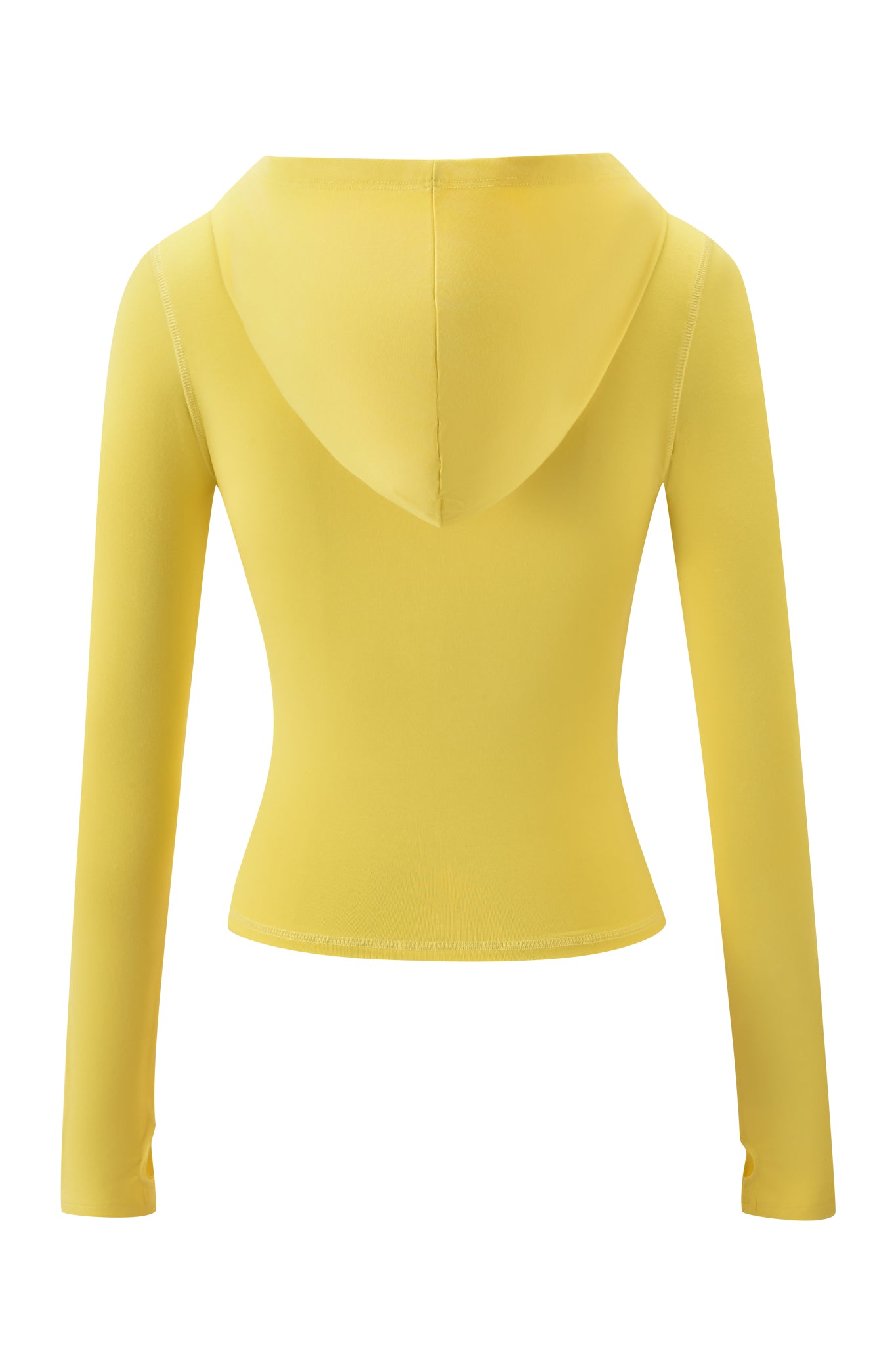 The BLARE FORM POCKET HOODIE - YELLOW GOLD FOIL by I.AM.GIA is a yellow zip-up with a hood, featuring a bodycon fit for a stylish and comfortable look.