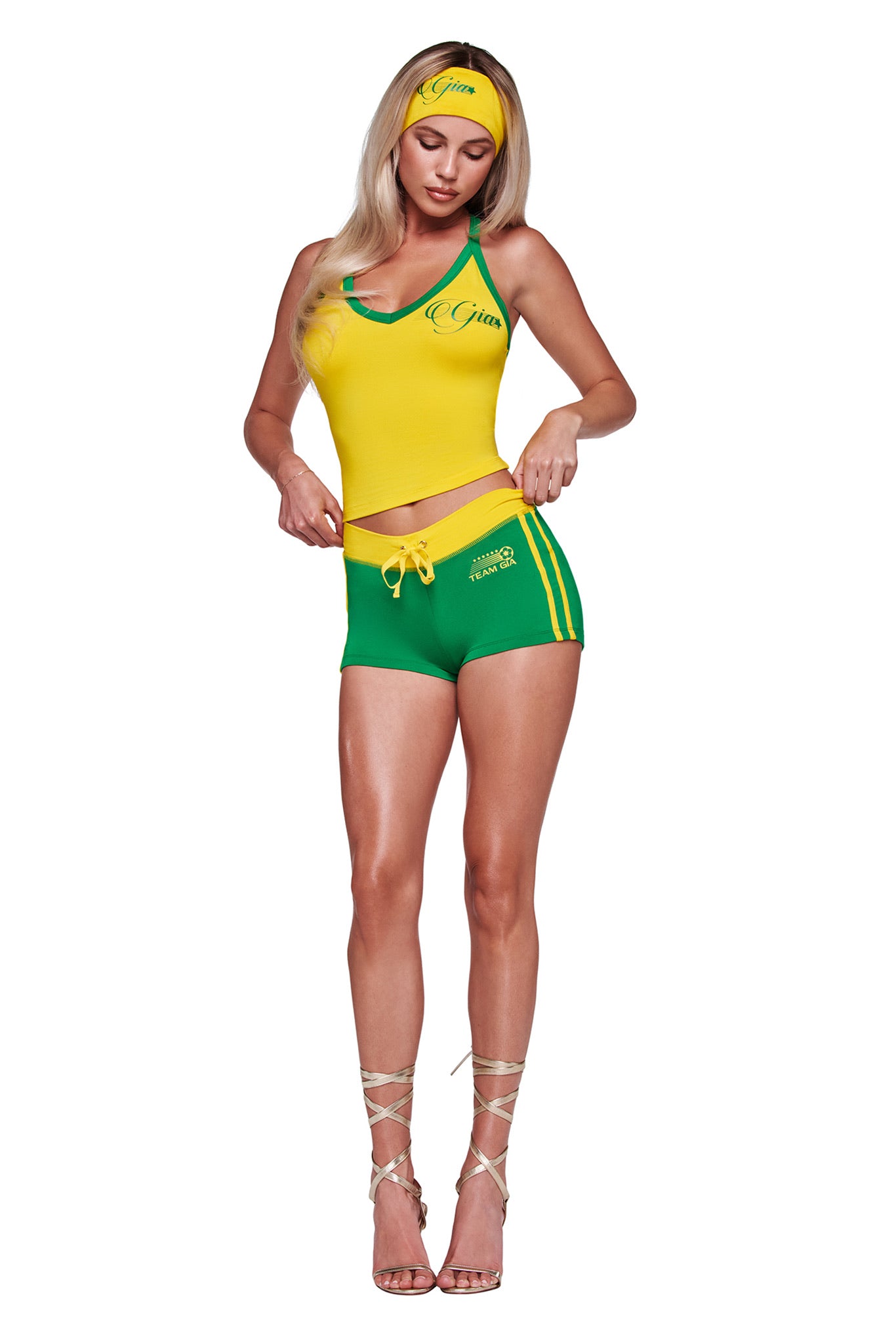 BLARE TWO-PIECE V-NECK TOP - YELLOW