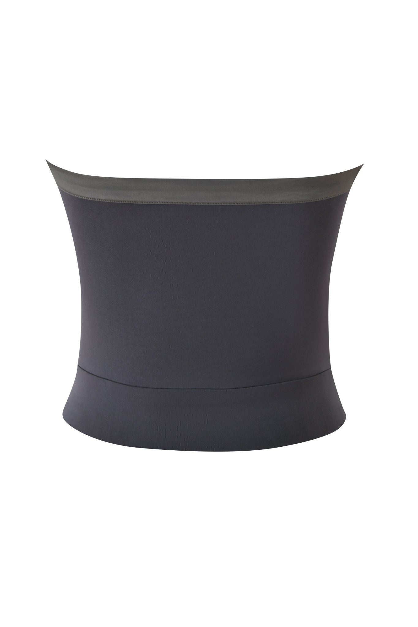 A grey, stretchy fabric JENNA TOP by I.AM.GIA, displayed flat against a white background to showcase its back view and suggest a smooth, bodycon silhouette.