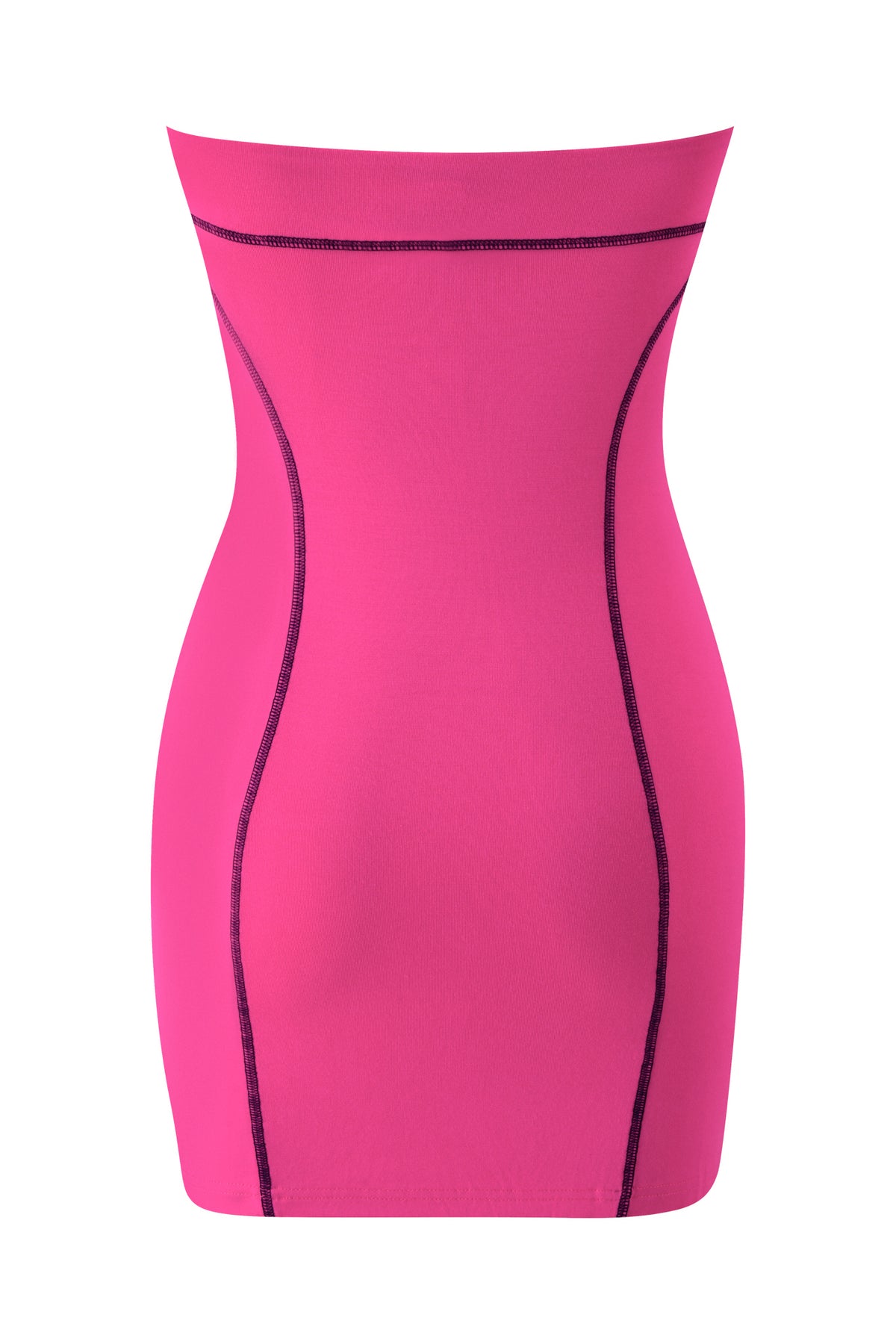 Hot pink YVL BLARE TUBE MINI DRESS with contrasting dark seams.
