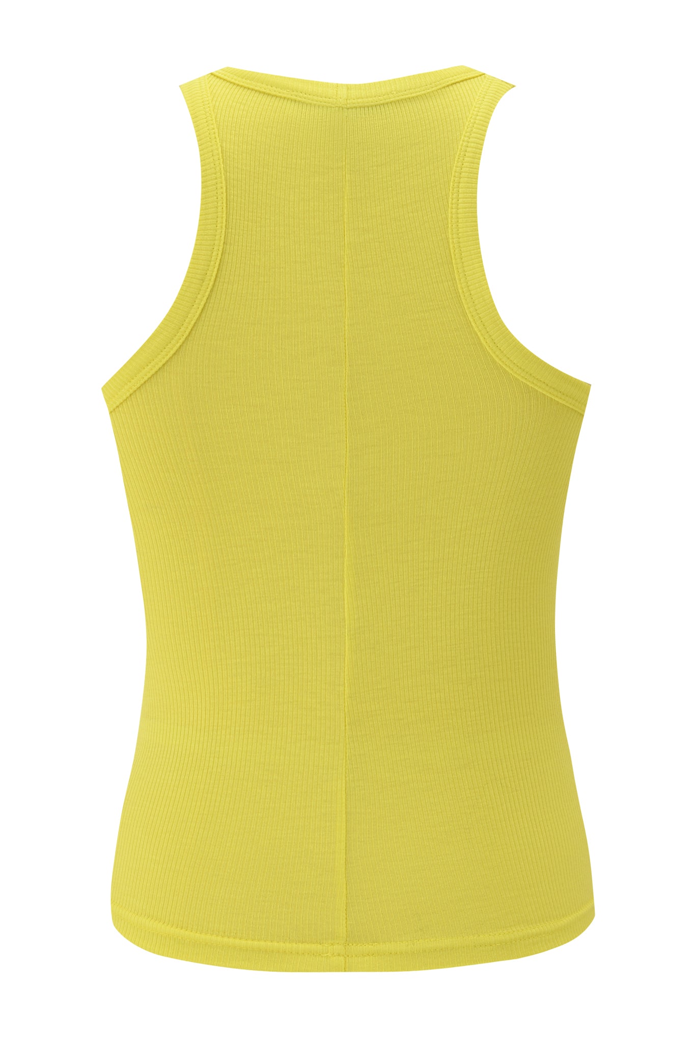 The PENELOPE TANK - BLUE PEEP SHOW by I.AM.GIA is a sleeveless ribbed racer tank with a racerback, straight hem, and subtle I.AM.GIA print, blending comfort with standout style.