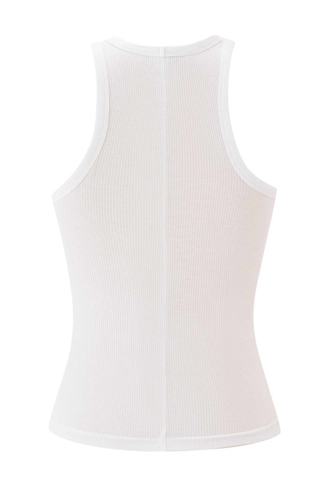 The PENELOPE TANK - PINK AIRBRUSH by I.AM.GIA is a pink ribbed tank top with a fitted racerback and visible vertical center seams for a sleek, modern style.