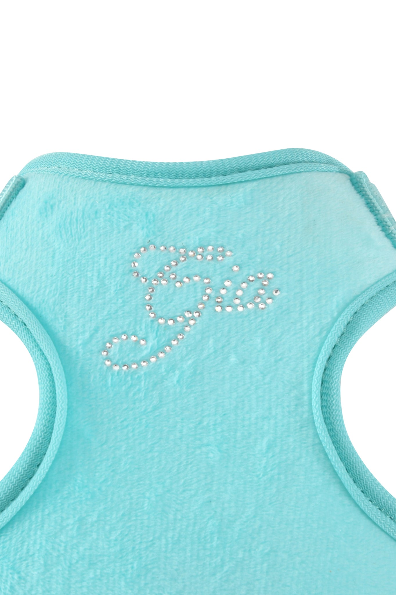 The STAR PAWFECT 3-PIECE SET - BABY BLUE by I.AM.GIA is a plush, sleeveless velour dog harness with "Gia" in sparkling rhinestones—ideal for pampered pups who love to shine.