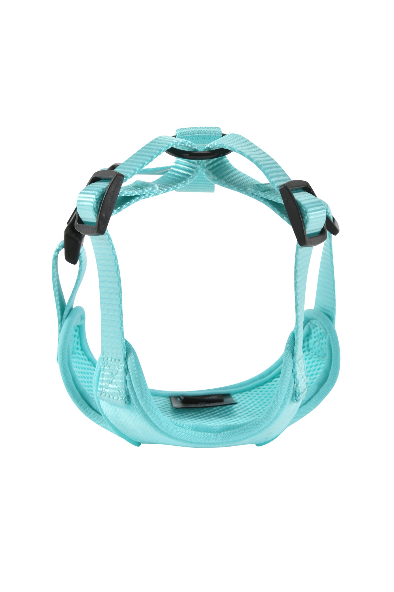 The STAR PAWFECT 3-PIECE SET - BABY BLUE by I.AM.GIA features a soft velour pet harness with black plastic buckles, displayed from the back on a white background.