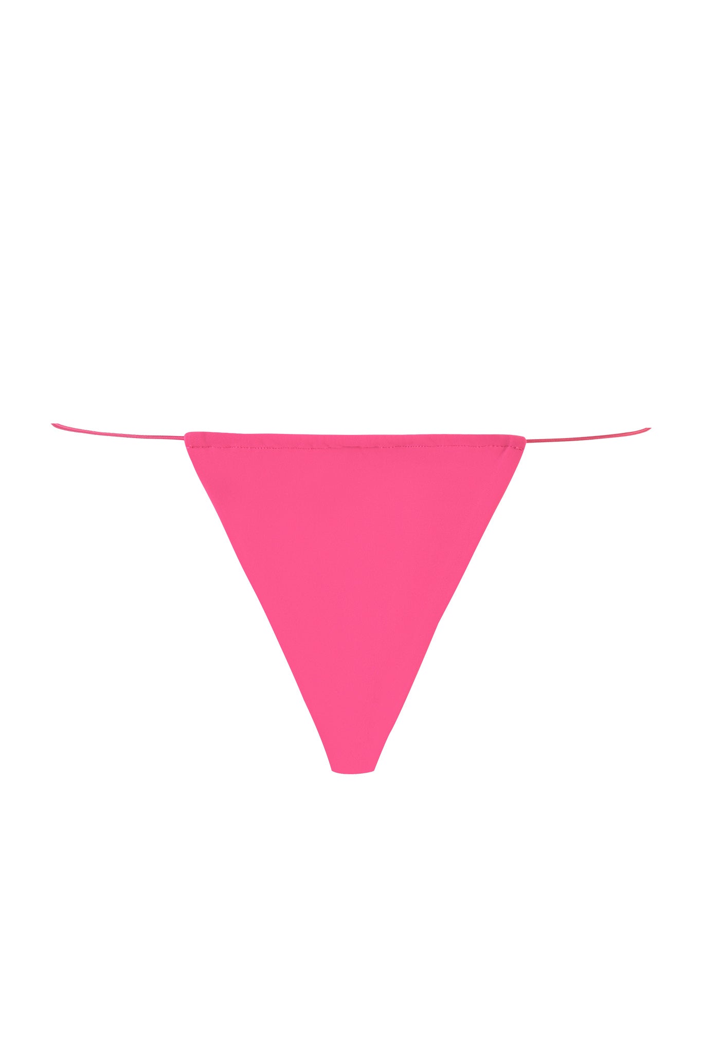Introducing the BAMBI BIKINI BOTTOM - HOT PINK by I.AM.GIA. This pair of thong panties features thin string sides and a solid hot pink triangular fabric at the front, boasting a minimalistic and simple design.