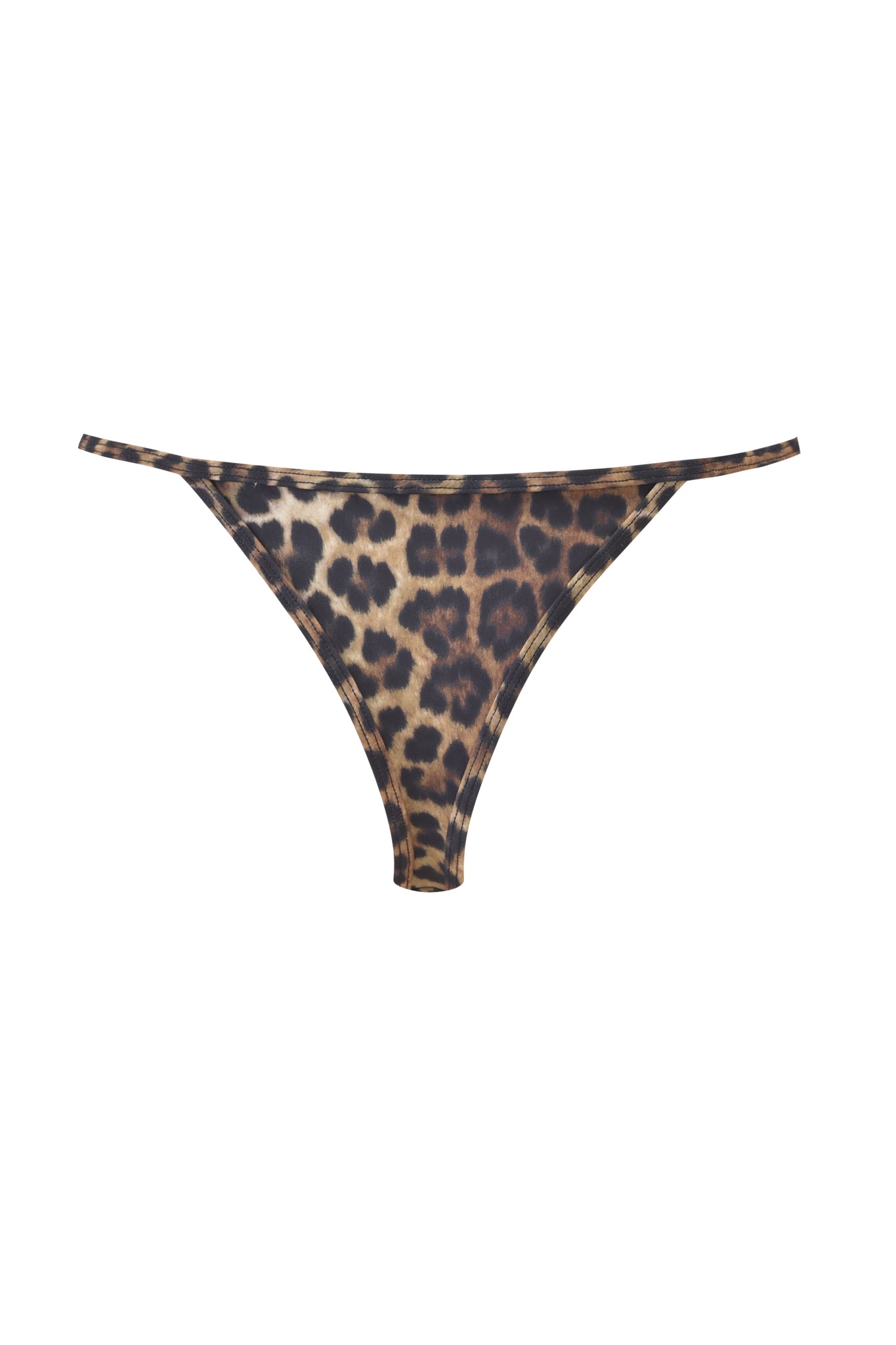 The I.AM.GIA AVA BIKINI BOTTOM - LEOPARD features a high-cut women’s design with a bold leopard print, shown on a white background.