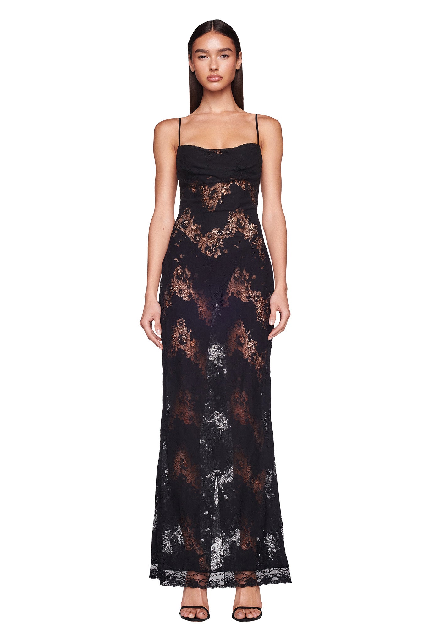 lace mock neck maxi dress Shona Joy - Stratus Sheer Lace High Neck Maxi Dress - Ivory main image 1