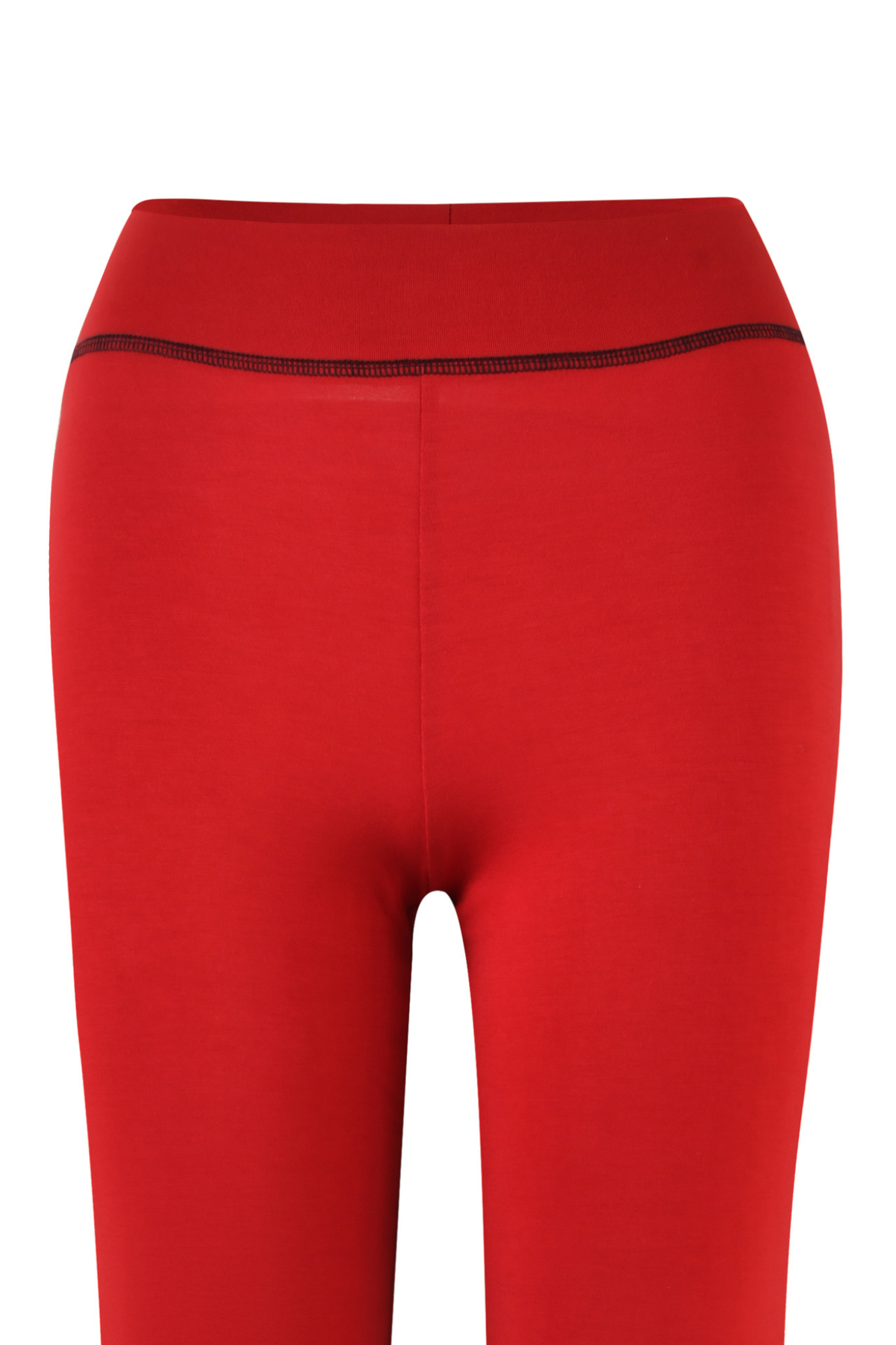 The BLARE TRACKPANT - RED by I.AM.GIA features a vibrant red hue with a black stitched seam near the waistband, crafted from soft bamboo fabrication for superior comfort. The trackpant is showcased from waist to mid-thigh against a white background.