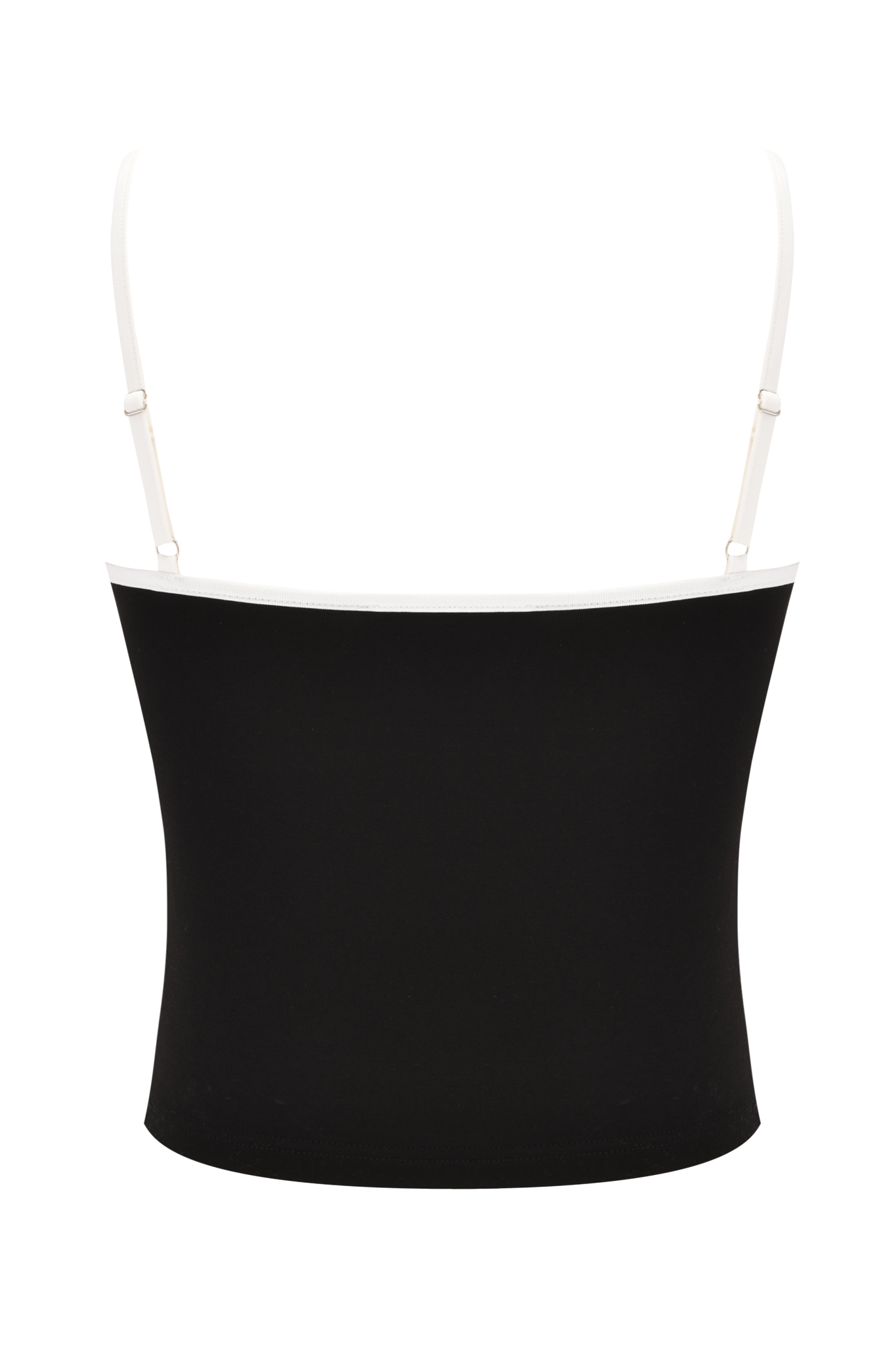 The SHAYLA TANK - BLACK by I.AM.GIA is a sleeveless black top with thin white adjustable spaghetti straps and custom 'RIDE' artwork, shown on a white background.
