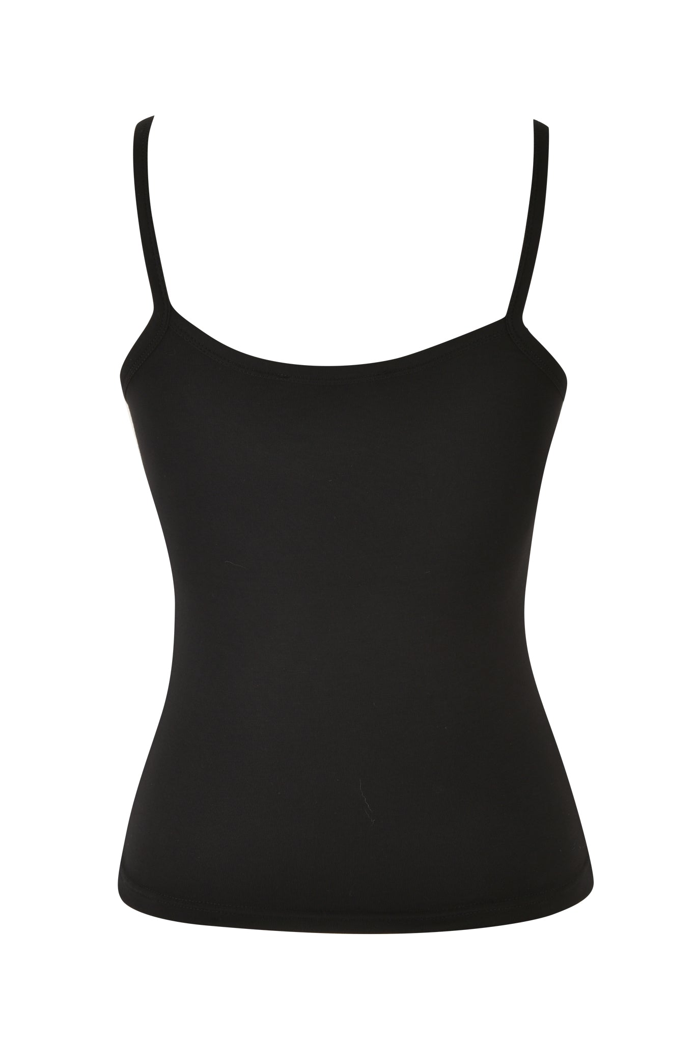 ERIN TOP - BLACK by I.AM.GIA featuring spaghetti straps and lace trim detail on a plain white background.