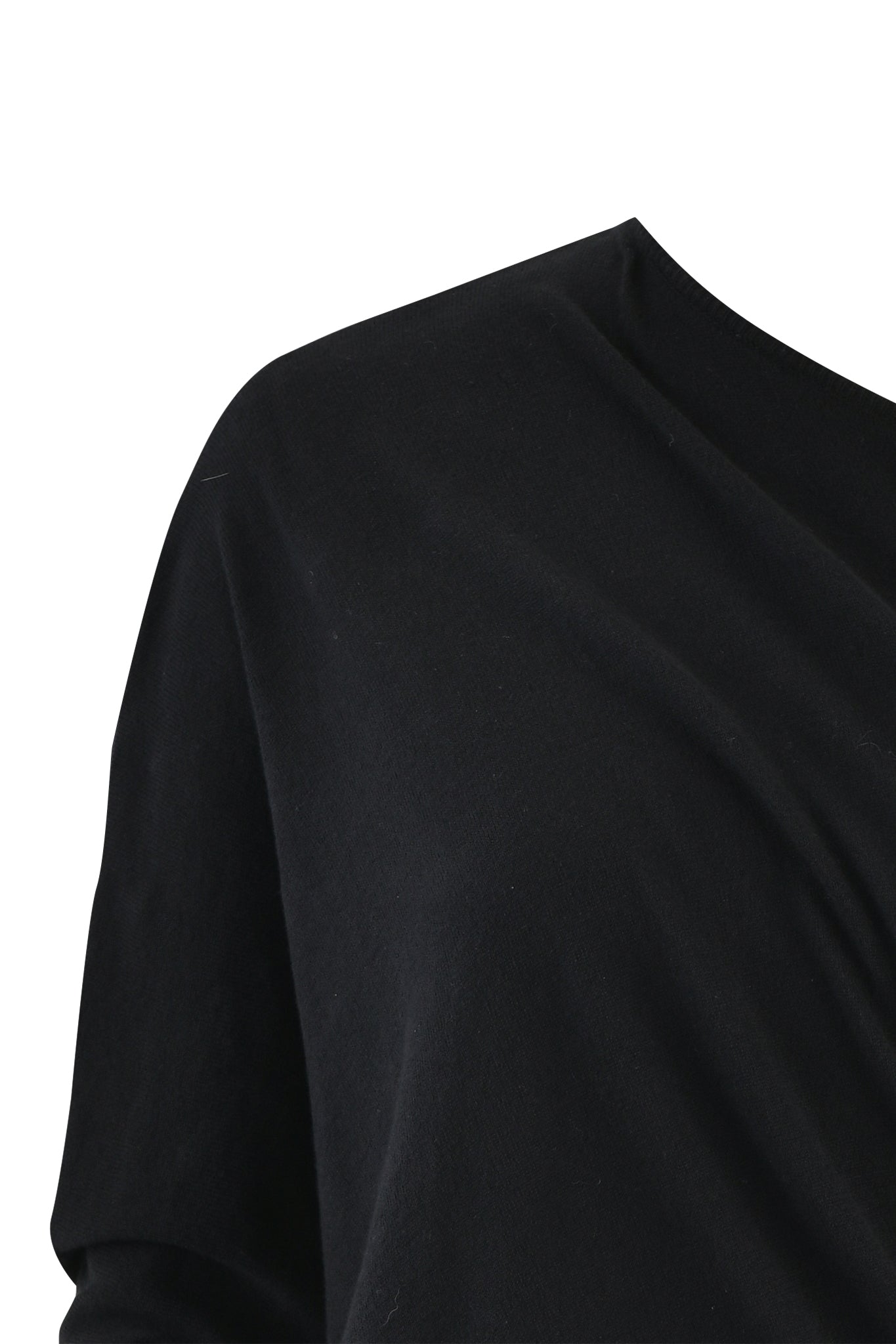 A close-up of the upper portion of a black, short-sleeve GISELLE MINI DRESS from I.AM.GIA. The image highlights the fabric and seamless stitching around the shoulder area against a plain white background.