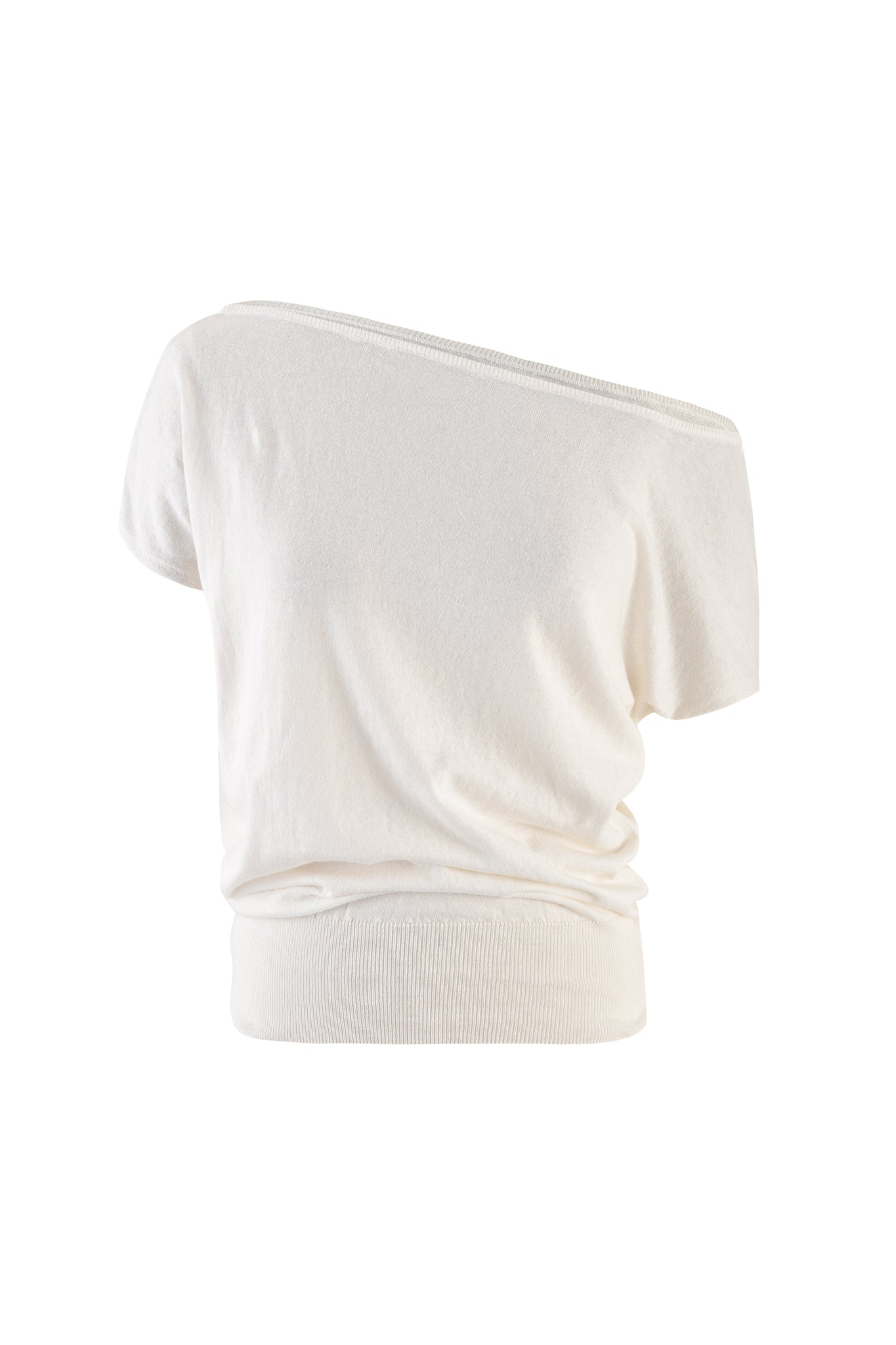 The GISELLE SHORT SLEEVE TOP - WHITE by I.AM.GIA is a relaxed fit, off-the-shoulder knit top. This soft and lightweight garment features ribbed detailing on the hem and neckline, adding a touch of texture for effortless style.