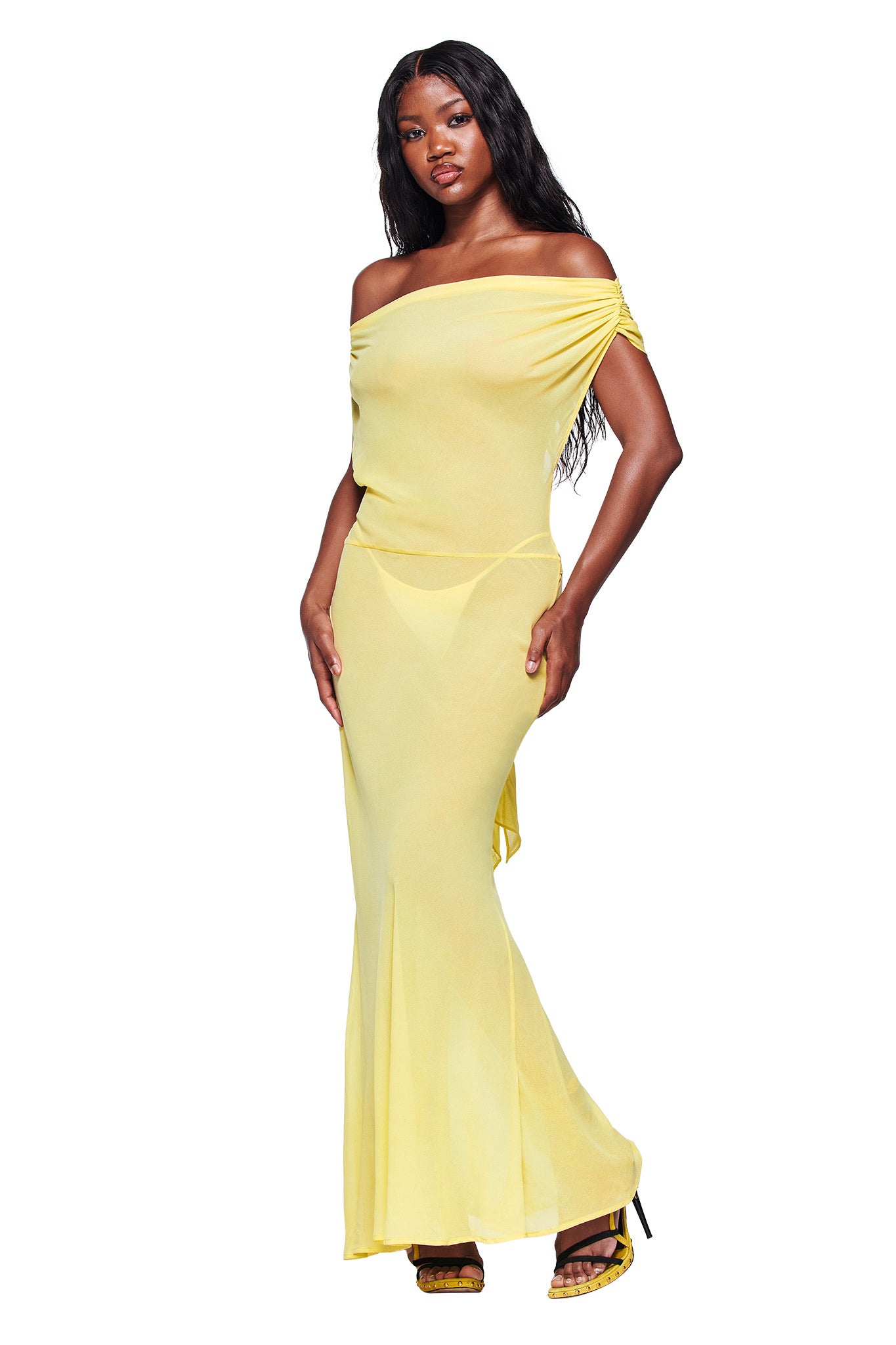 slim fit dress slacks SIENNA Maxi Dress - Lemon (XS main image 1