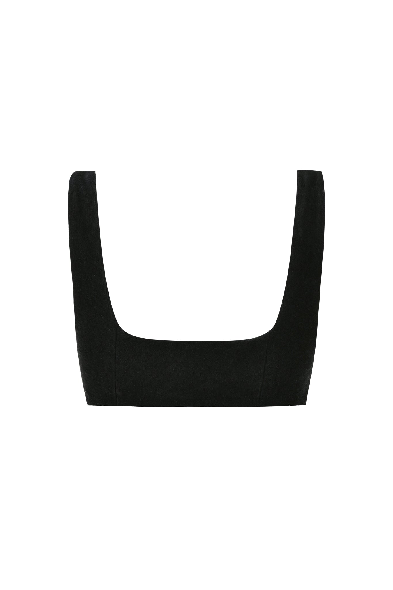 The LAURA CROP TOP - BLACK by I.AM.GIA is a stylish black crop tank top featuring a square neckline and wide shoulder straps, displayed against a white background. It's perfect for layering as a sleek bodycon top.
