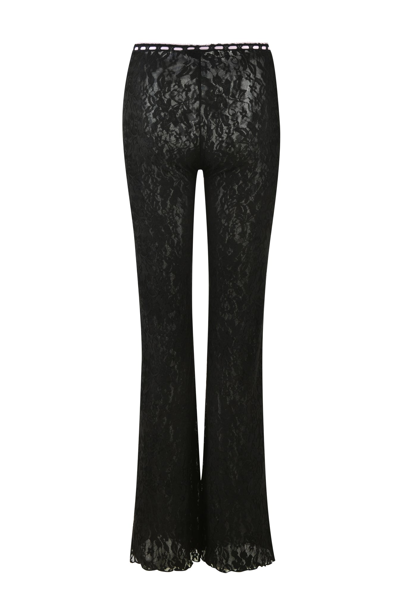 The LORAH PANT in black by I.AM.GIA features a pull-on construction and is elegantly showcased against a white background, flaring gently while being fitted through the hips to create a flattering silhouette.