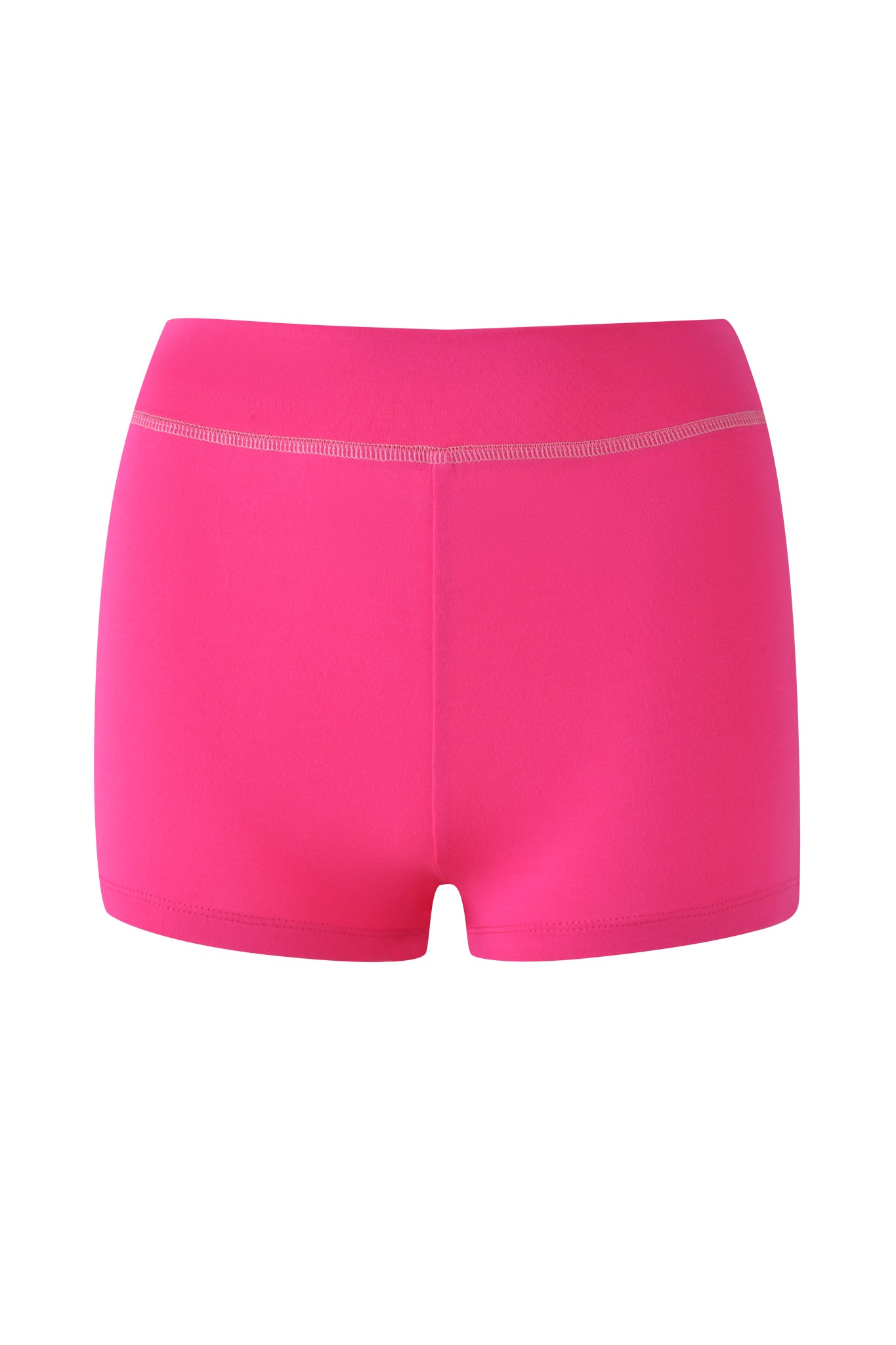 The I.AM.GIA BLARE SHORT - PINK features hot pink, high-waist shorts with a sleek bodycon fit and subtle seam lines for a clean look. Crafted from stretchy bamboo fabric, they offer comfort and are ideal for both sports and casual occasions.