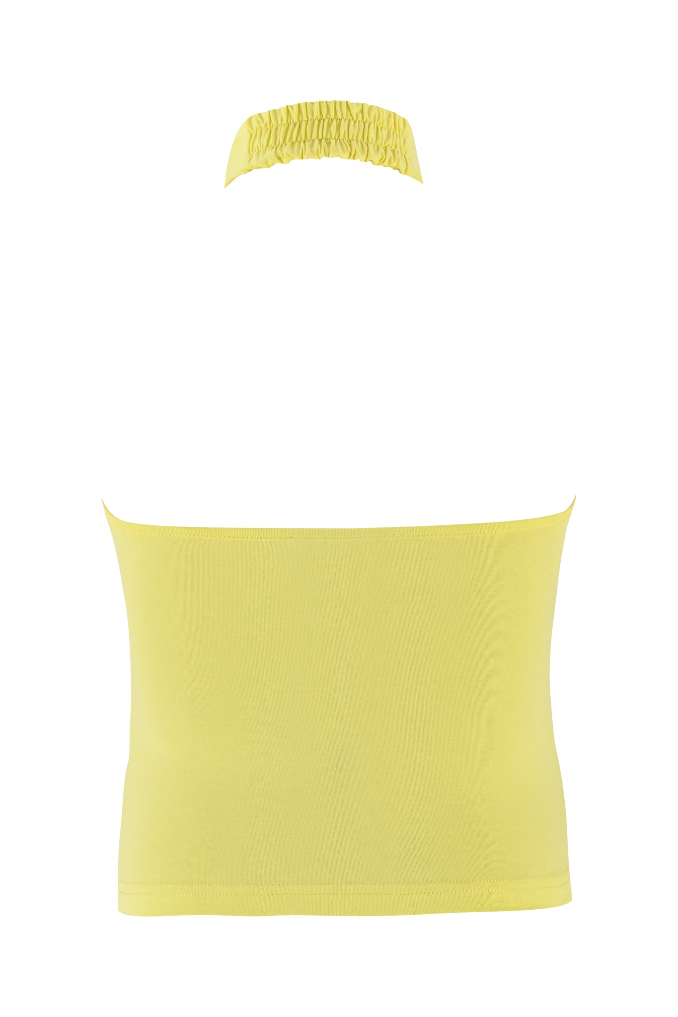 The ROWAN TOP - YELLOW from I.AM.GIA is a bamboo-fabric strapless bandeau with a matching neck strap and elastic back, set on white.