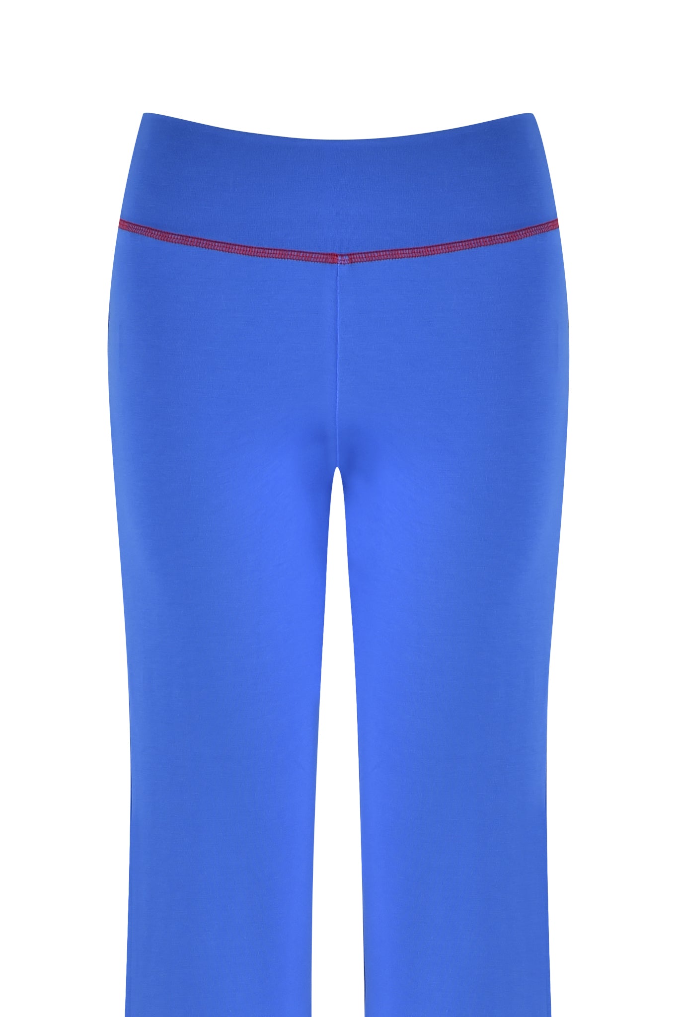 The I.AM.GIA BLARE TRACKPANT 2.0 in royal blue features a wide waistband and striking red stitching on stretchy fabric, ideal for athletics, seamlessly blending style and comfort from the back.