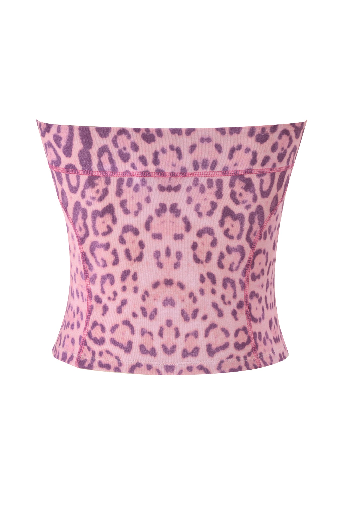 The I.AM.GIA BLARE BOOB TUBE - PINK PANTHERA is a bodycon crop top with a pink and purple leopard print, shown on a white background.