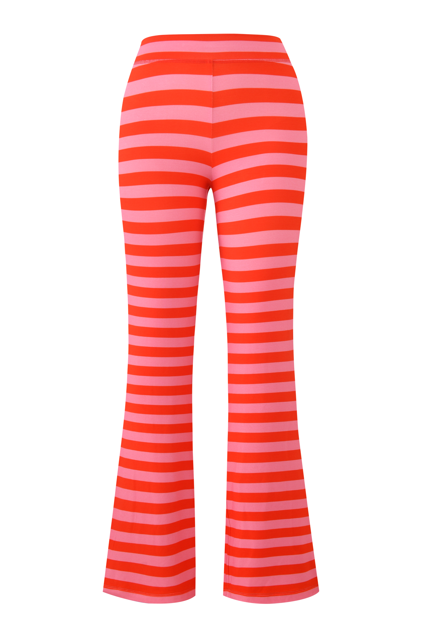 The I.AM.GIA FAFI BLARE TRACKPANT - PINK STRIPE, crafted from bamboo jersey, is set against a matching striped background for a seamless and eye-catching camouflage effect.