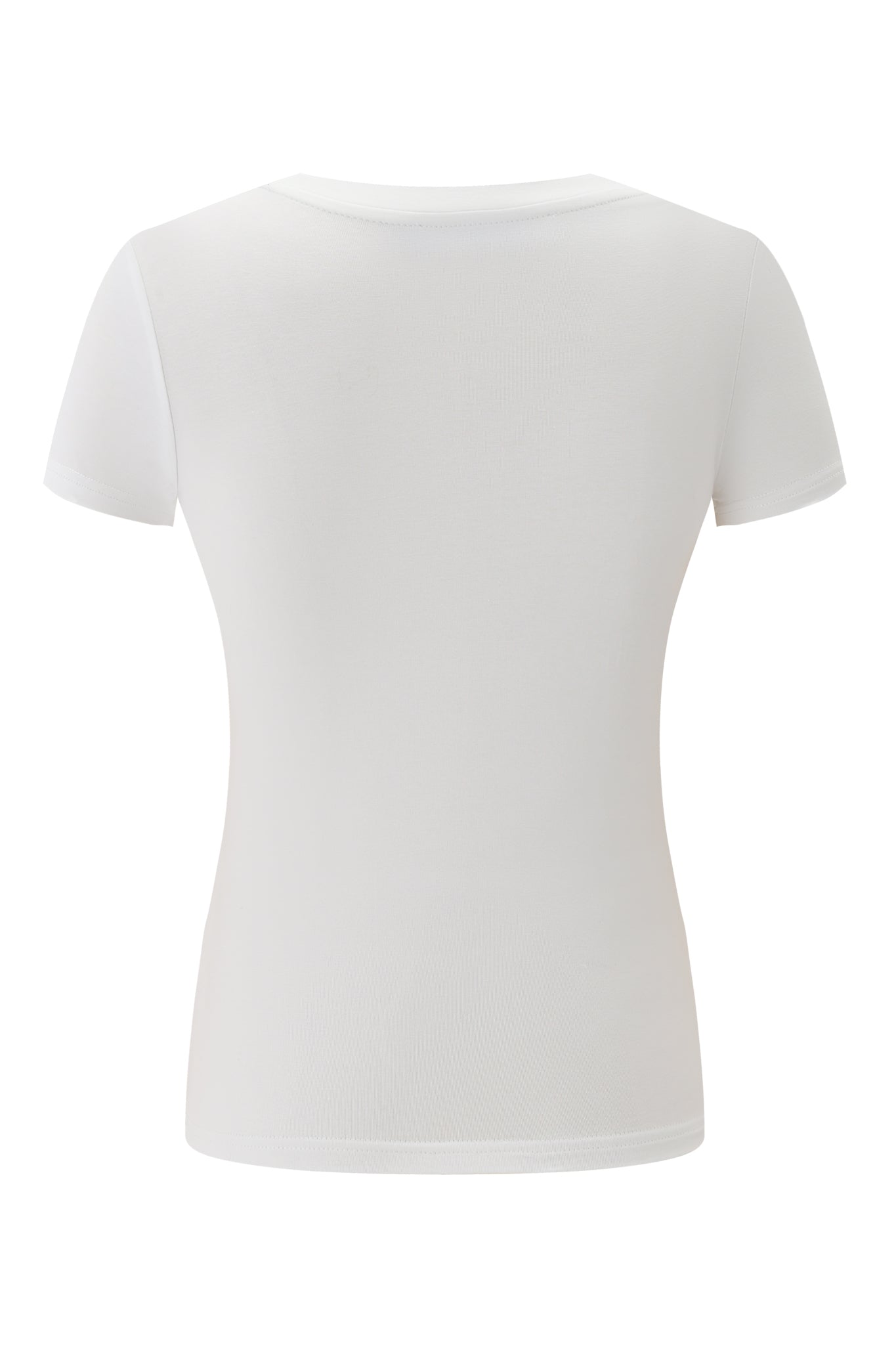 Back view of the I.AM.GIA POLINA DOLLA SIGN TEE in white, crafted from soft cotton jersey. Features a classic round neckline, short sleeves, and a clean design with no visible logos or patterns.