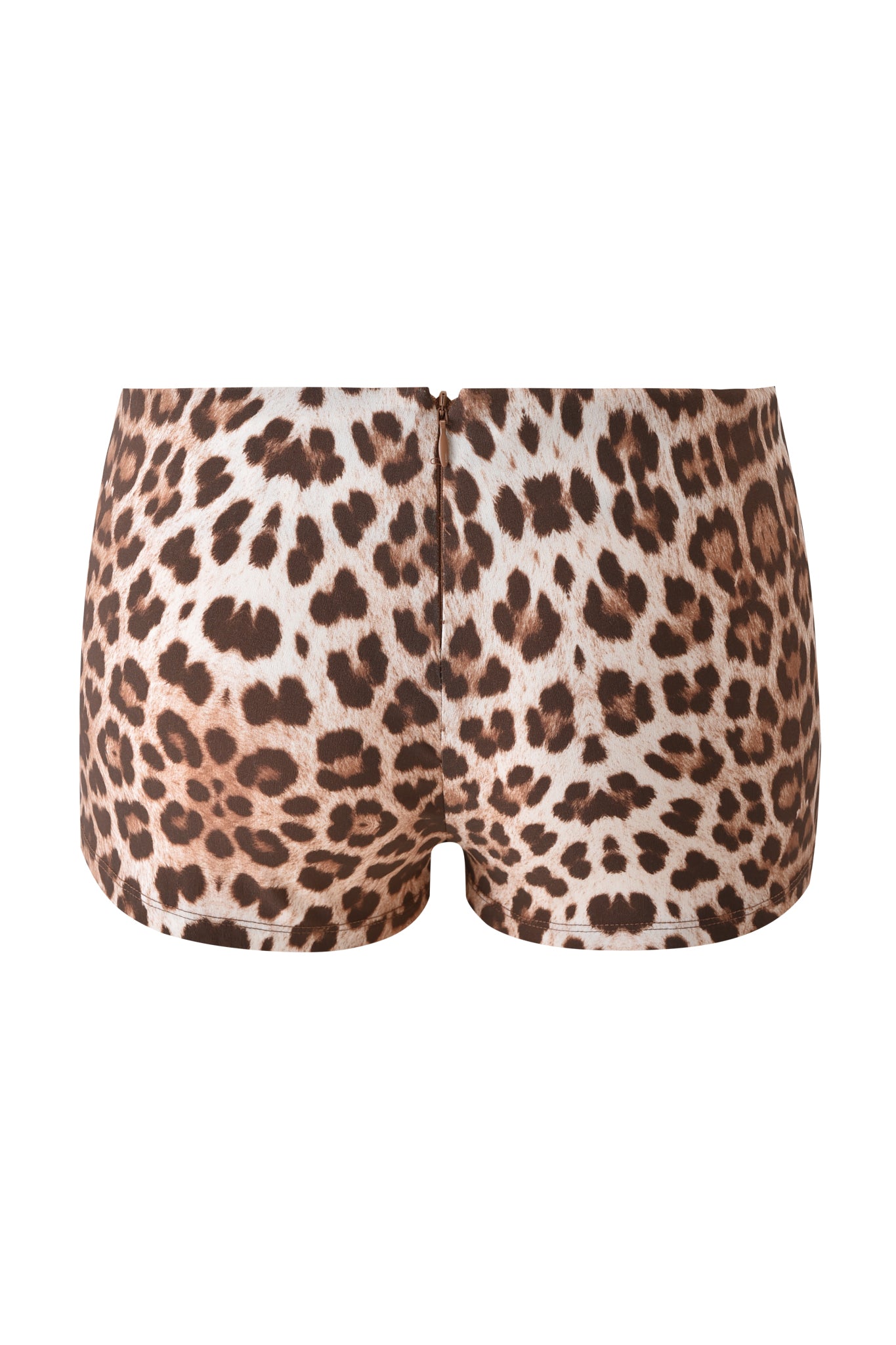 The I.AM.GIA TATUM HOT SHORT - WILD ABOUT YOU features a brown and black low-rise leopard print, shown from the back against a white background.