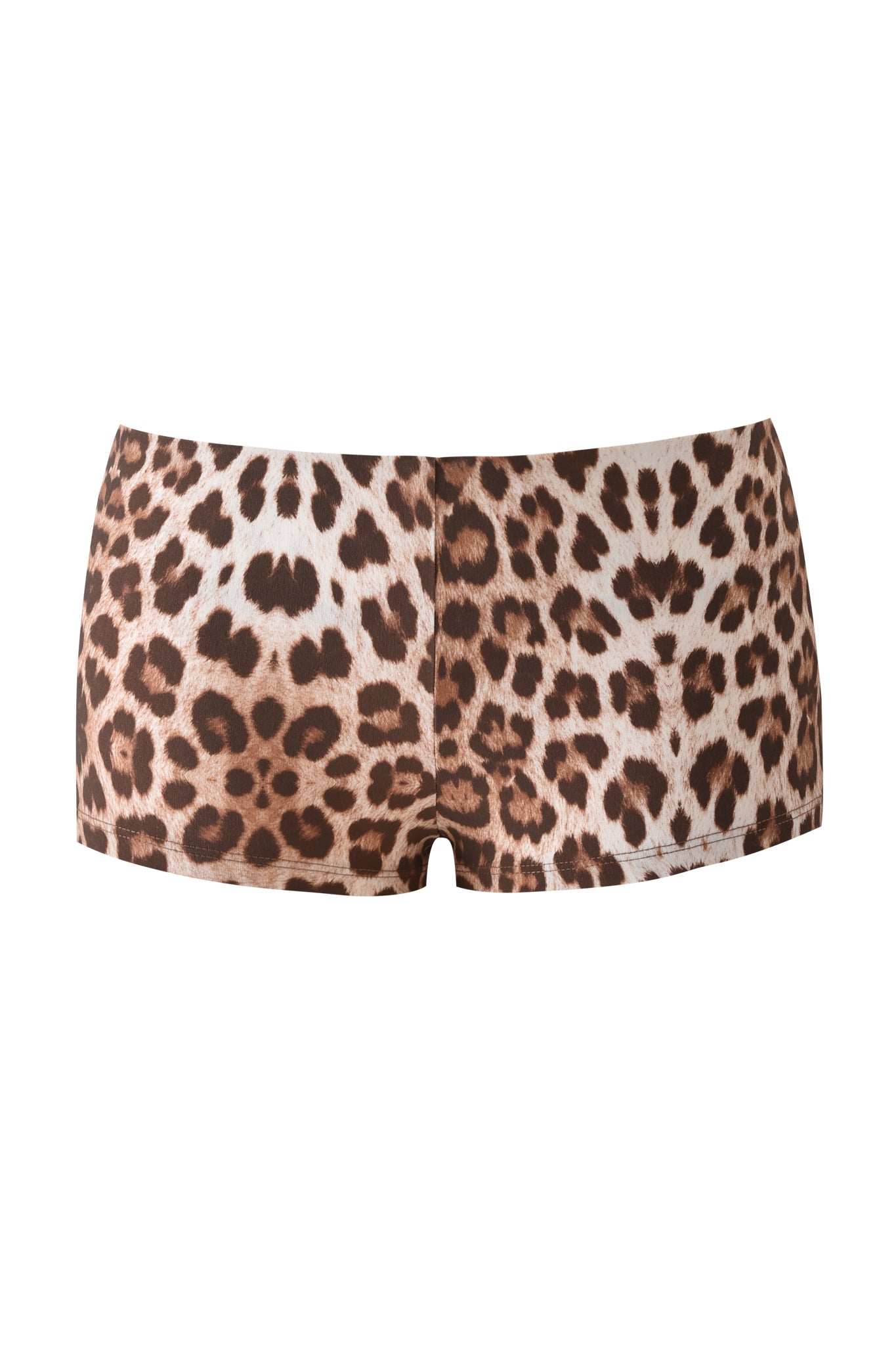 The I.AM.GIA TATUM HOT SHORT - WILD ABOUT YOU is a low rise leopard print short in brown and black, displayed against a white background.