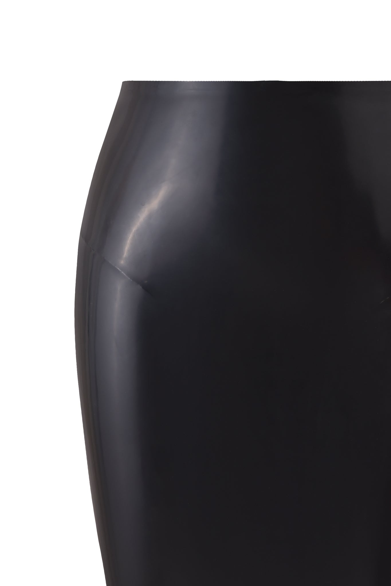 Close-up of the I.AM.GIA BUFFY LATEX MIDI SKIRT in black, highlighting its glossy, form-fitting latex material against a white background.