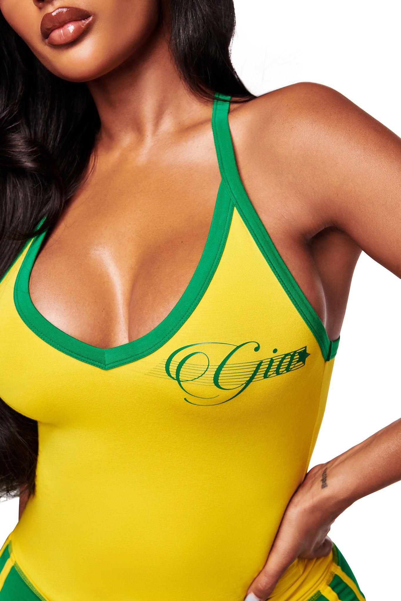 BLARE TWO-PIECE V-NECK TOP - YELLOW