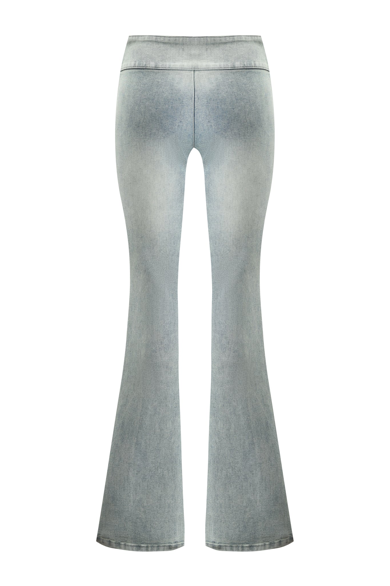 The JENN JEAN - BLUE by I.AM.GIA features a light wash, high-waisted fit, and flared legs, displayed from the back against a white background.