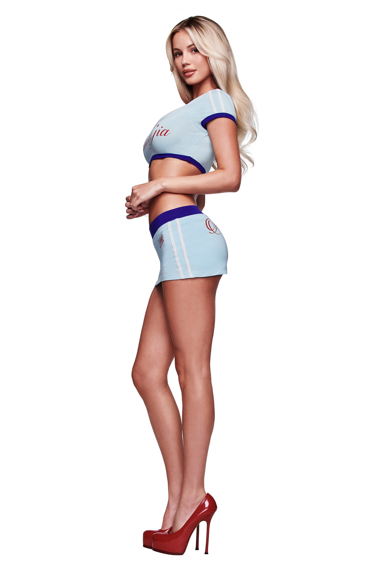 BLARE VARSITY MICRO SKORT - BABY BLUE