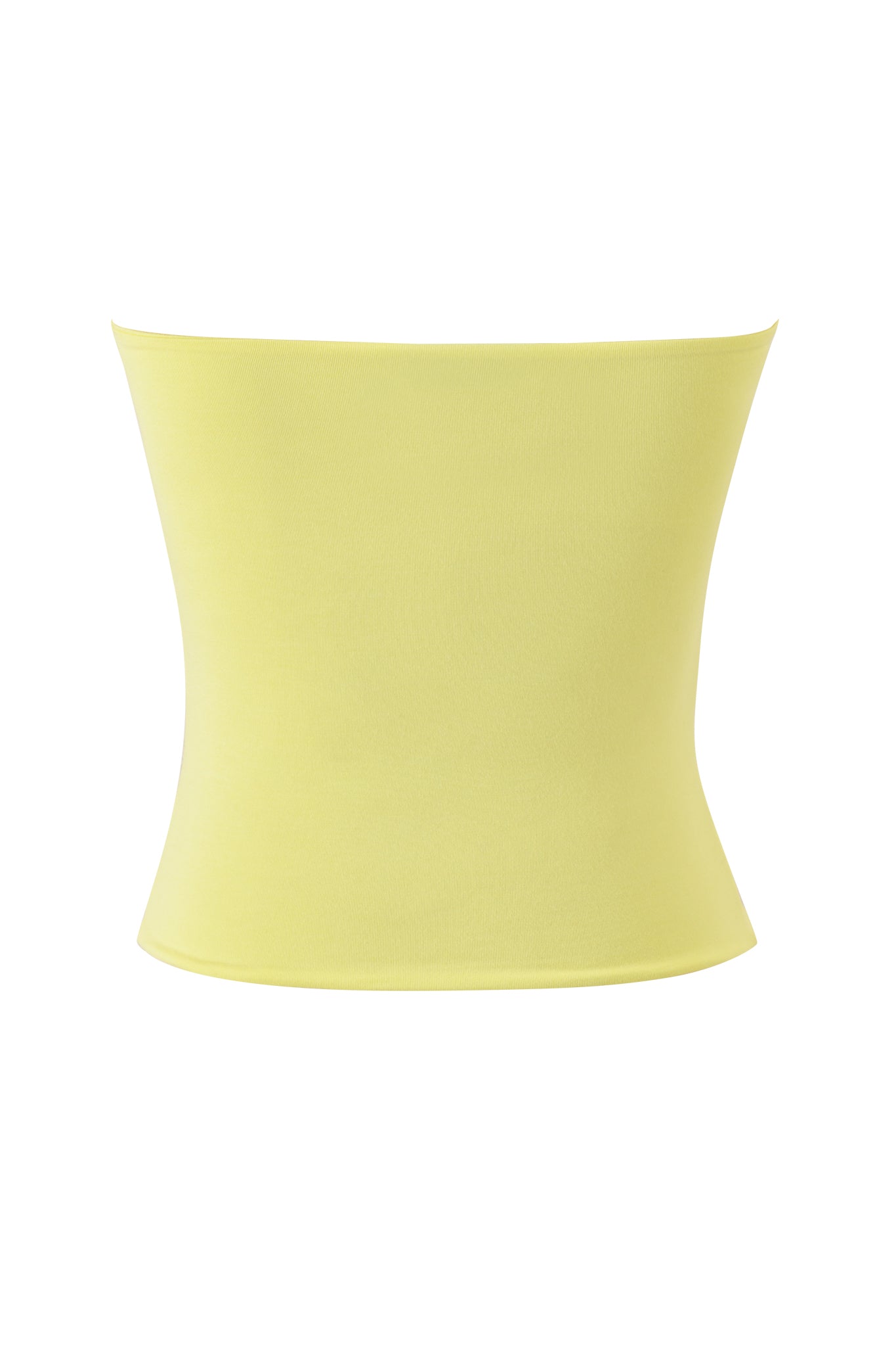 The NESSY BOOB TUBE - GIA GIRL by I.AM.GIA is a plain, strapless yellow bodycon tube top, shown against a white background.