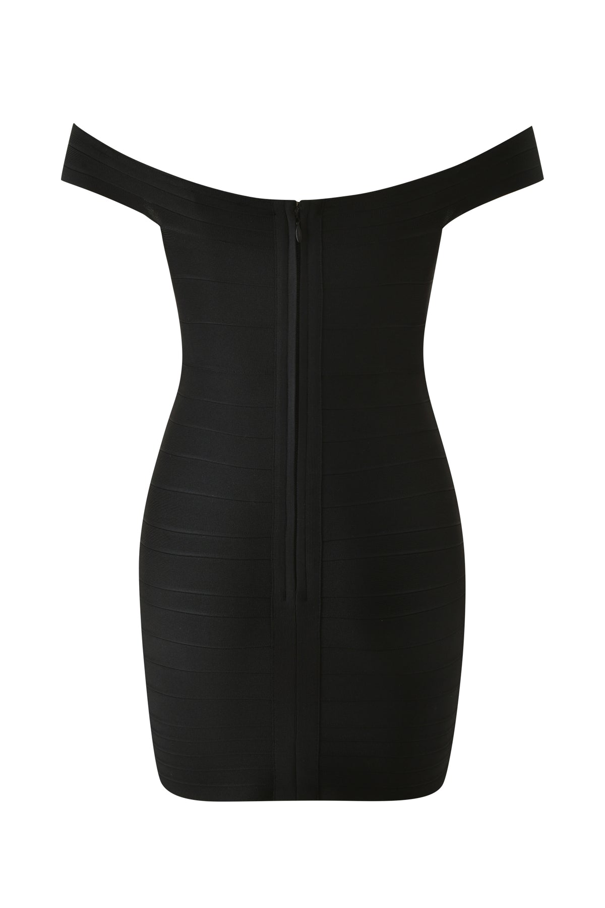 CHAR OFF SHOULDER BANDAGE MINI DRESS - BLACK