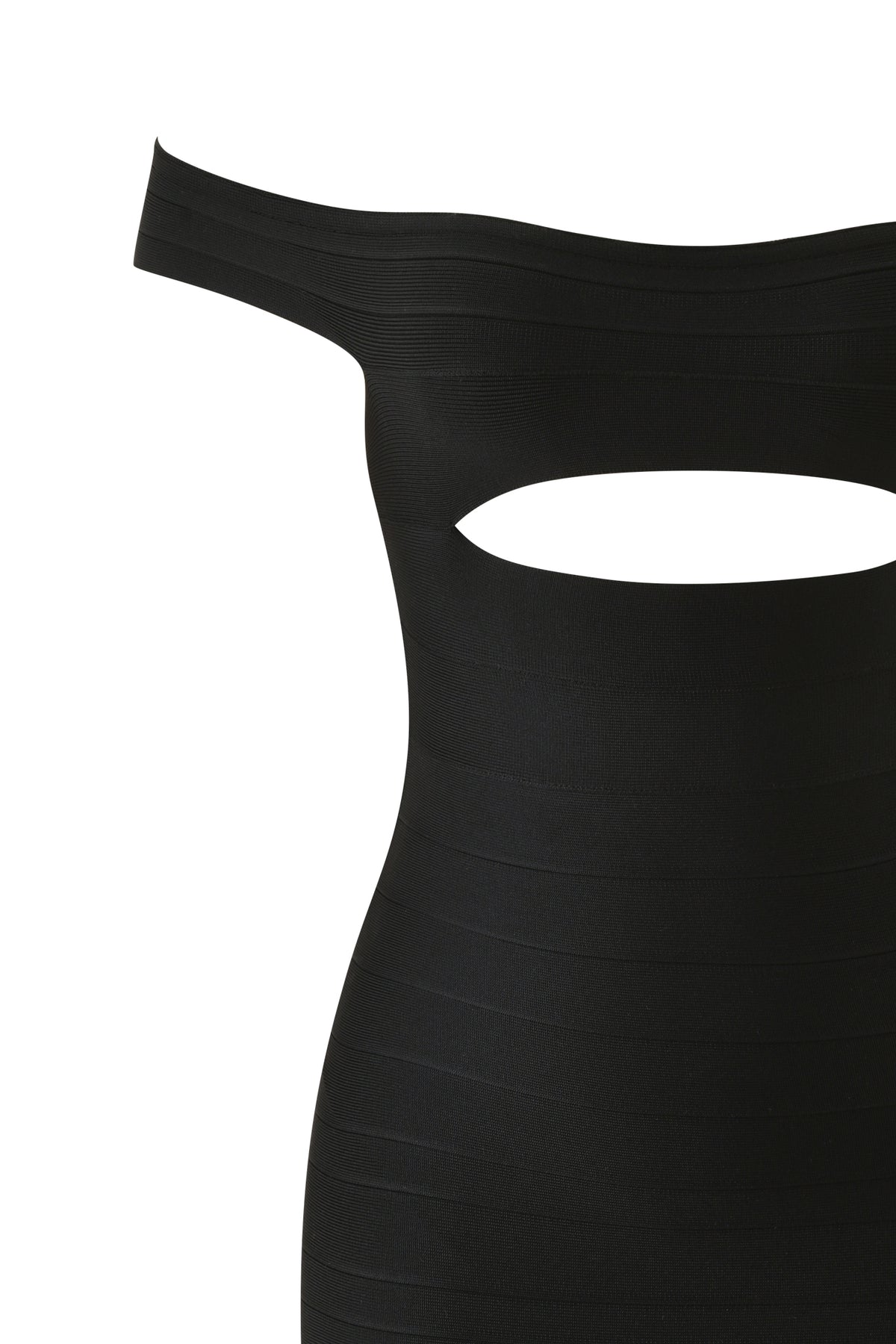 CHAR OFF SHOULDER BANDAGE MINI DRESS - BLACK
