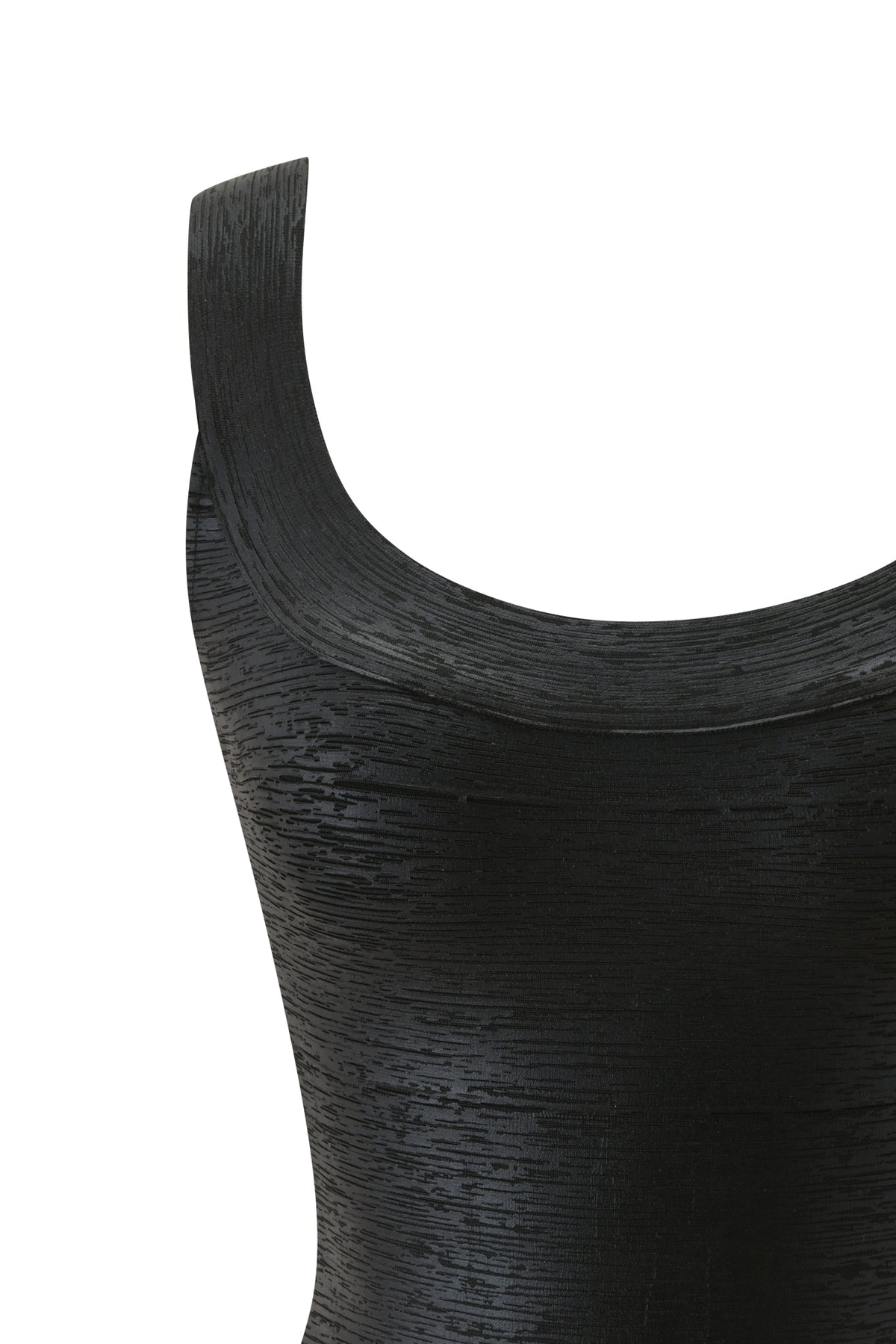 SASHYA BANDAGE TOP - BLACK METALLIC bodycon tank top with a scoop neckline.