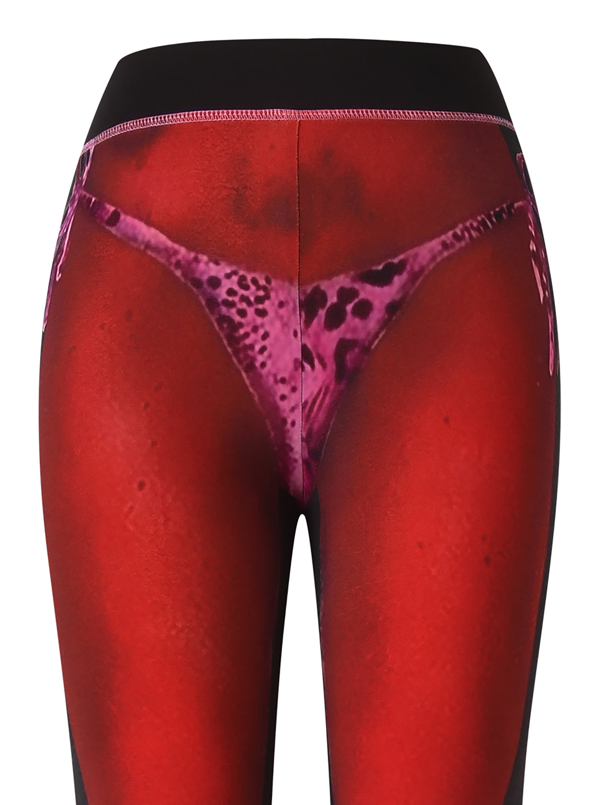 Back view of T-REX SPRAY BODY BLARE TRACKPANT - BLACK by I.AM.GIA featuring a bold optical illusion print—ideal for daring airport style or as unique statement bamboo track pants.