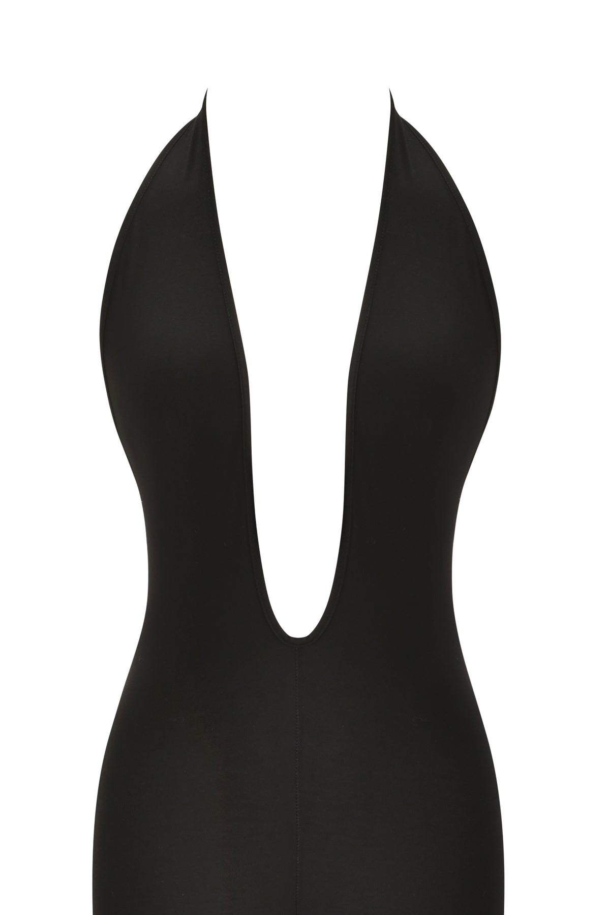 I.AM.GIA BLARE HALTER CAPRI JUMPSUIT - BLACK in super-soft fabric with a deep V-neckline.