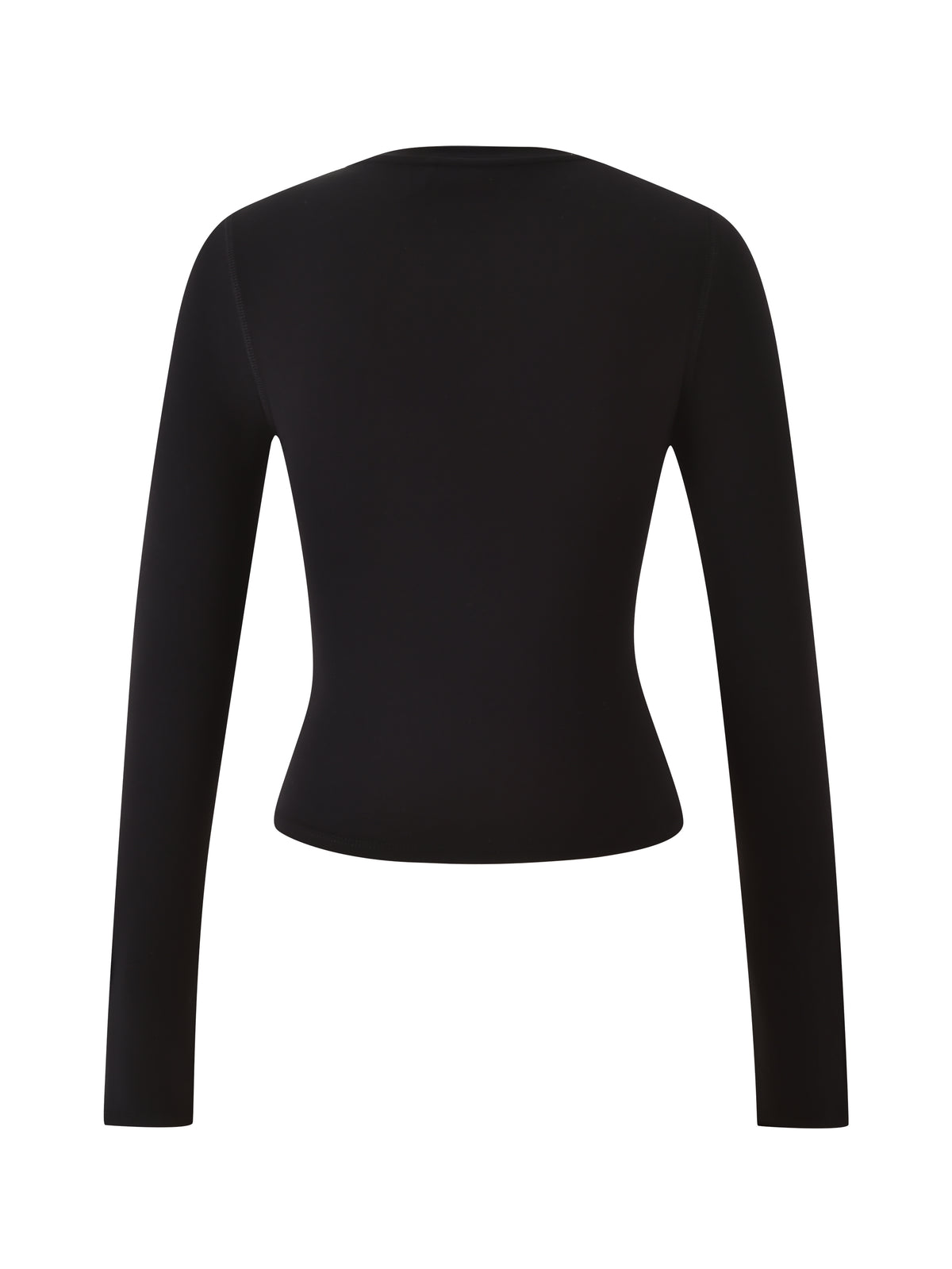 T-REX BLARE 2.0 LONG SLEEVE TEE - BLACK shown from the back, featuring a long sleeve crewneck, tapered waist, and part of the I.AM.GIA collection.