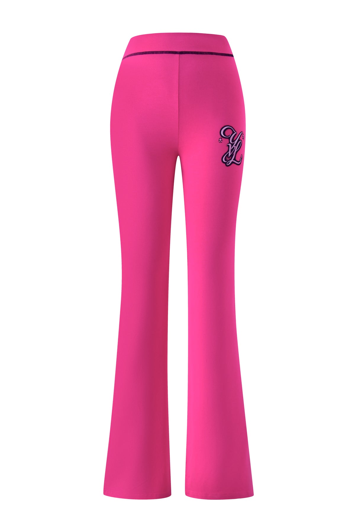 Hot pink bamboo high-waisted flared I.AM.GIA YVL BLARE TRACKPANT - PINK with an embroidered logo on the upper left hip.