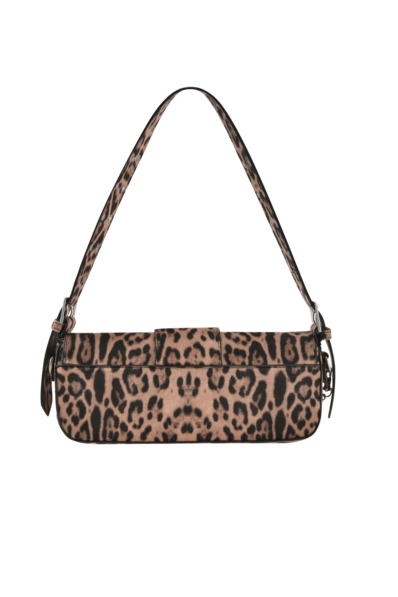 The MILA BAG - PANTHERA by I.AM.GIA is a rectangular faux leather shoulder bag in a brown and black leopard print, featuring a matching strap and central flap closure.