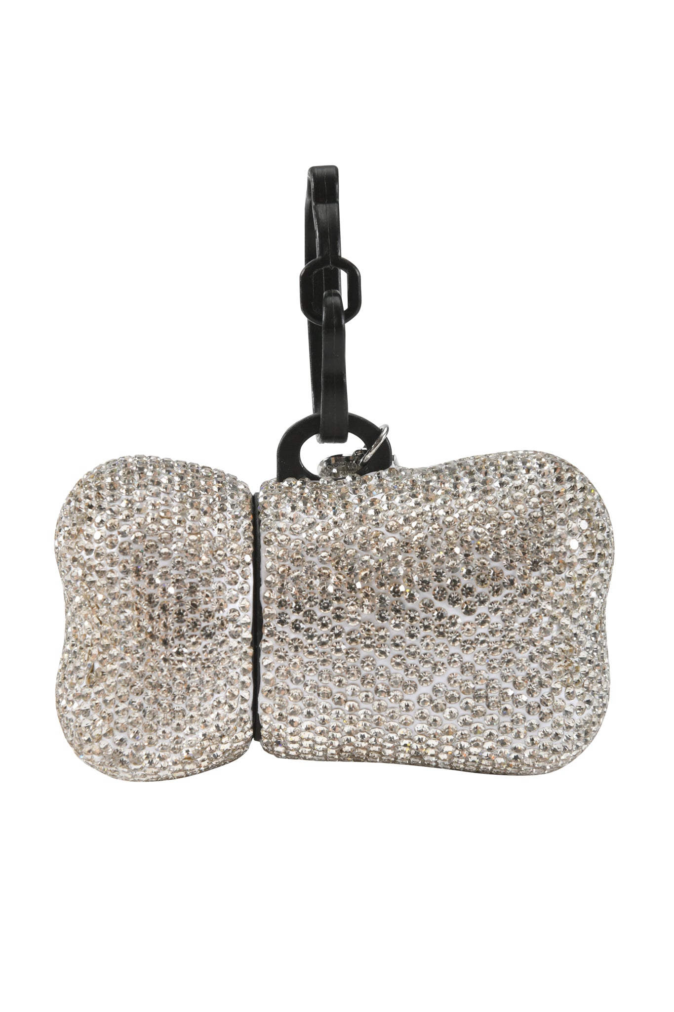The STAR PAWFECT 3-PIECE SET - BABY BLUE by I.AM.GIA includes a sparkling bow-shaped dog bag dispenser with a black clasp and loop, ideal for carrying small essentials like dog waste bags.