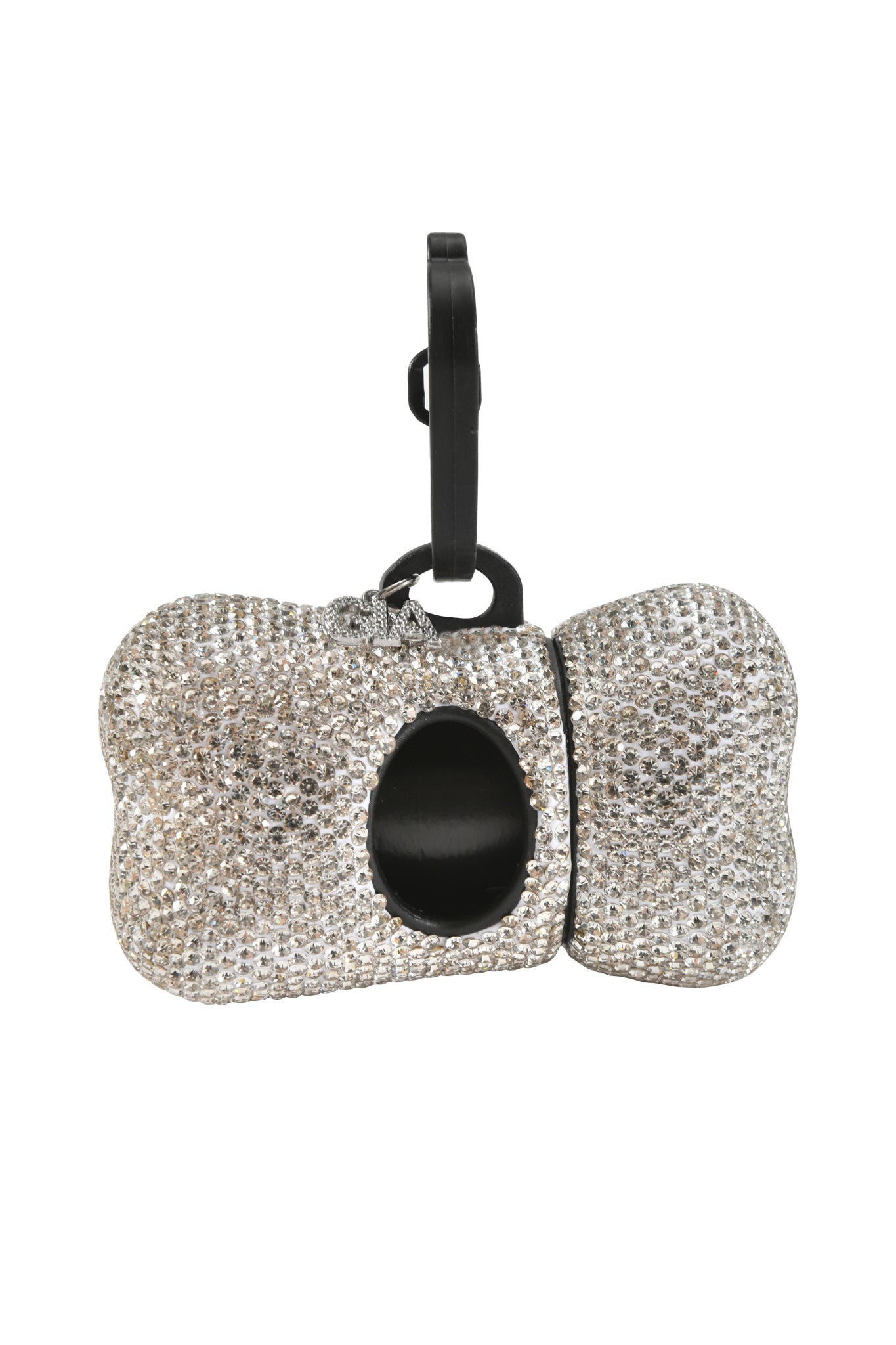 Add sparkle to walks with the STAR PAWFECT 3-PIECE SET - BABY BLUE by I.AM.GIA: a silver, bone-shaped rhinestone dog waste bag holder with black clip—perfectly matching your dog's rhinestone or baby blue pet harness.