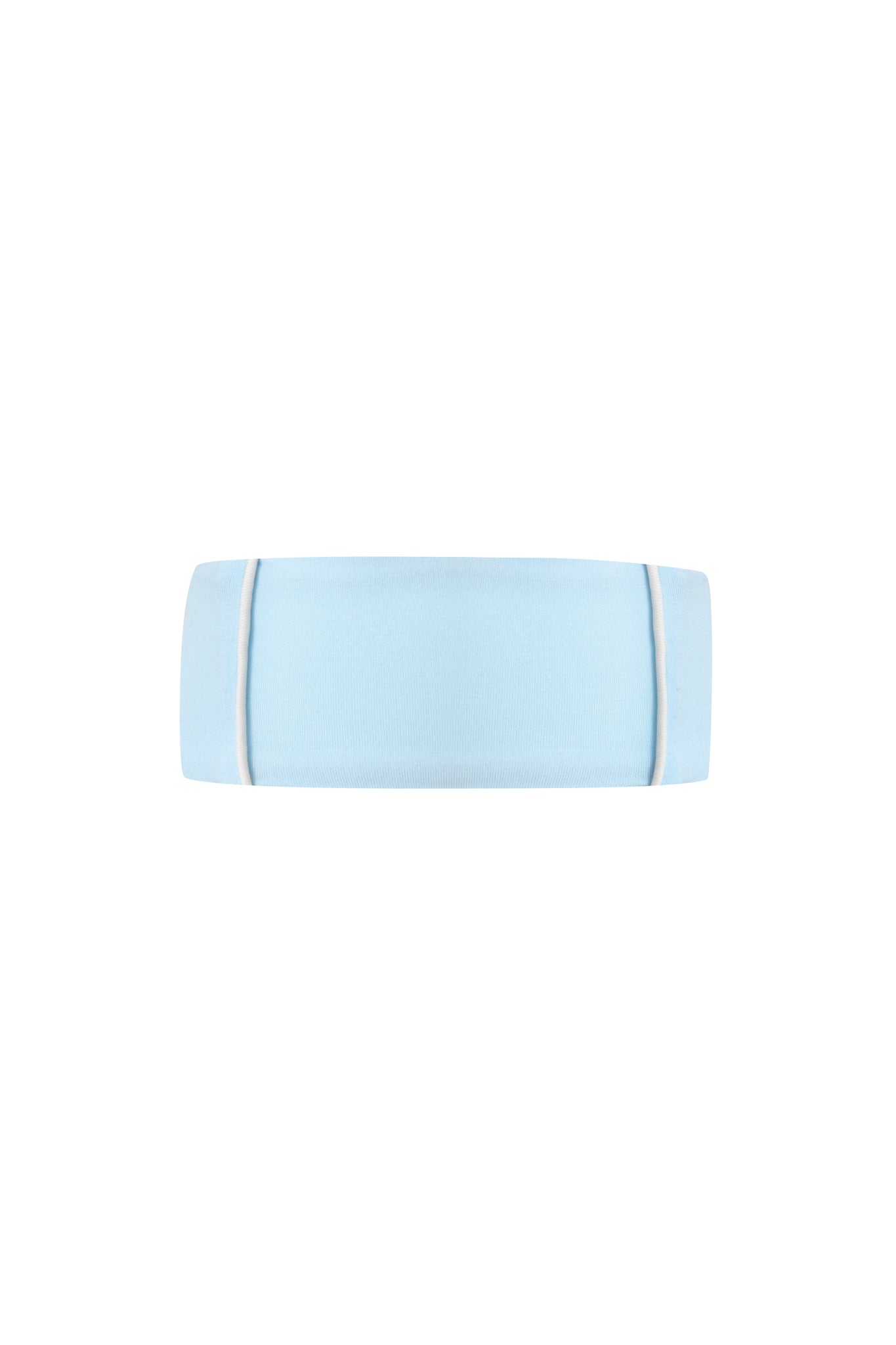 The I.AM.GIA BLARE SPORT HEADBAND in baby blue features white piping on each side and is shown against a plain white background.